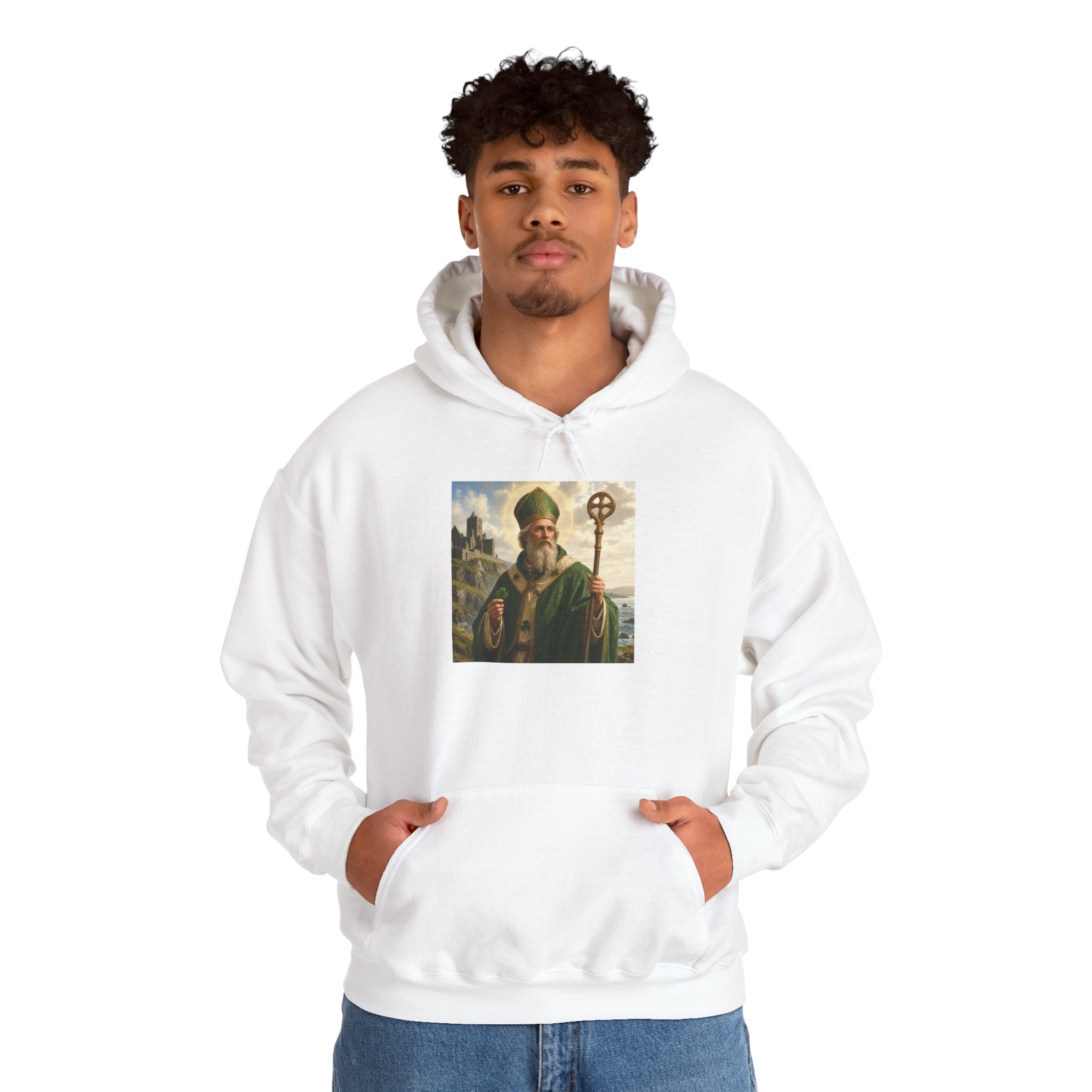 Saint Patrick Hoodie – Vintage Celtic Saint Illustration Pullover