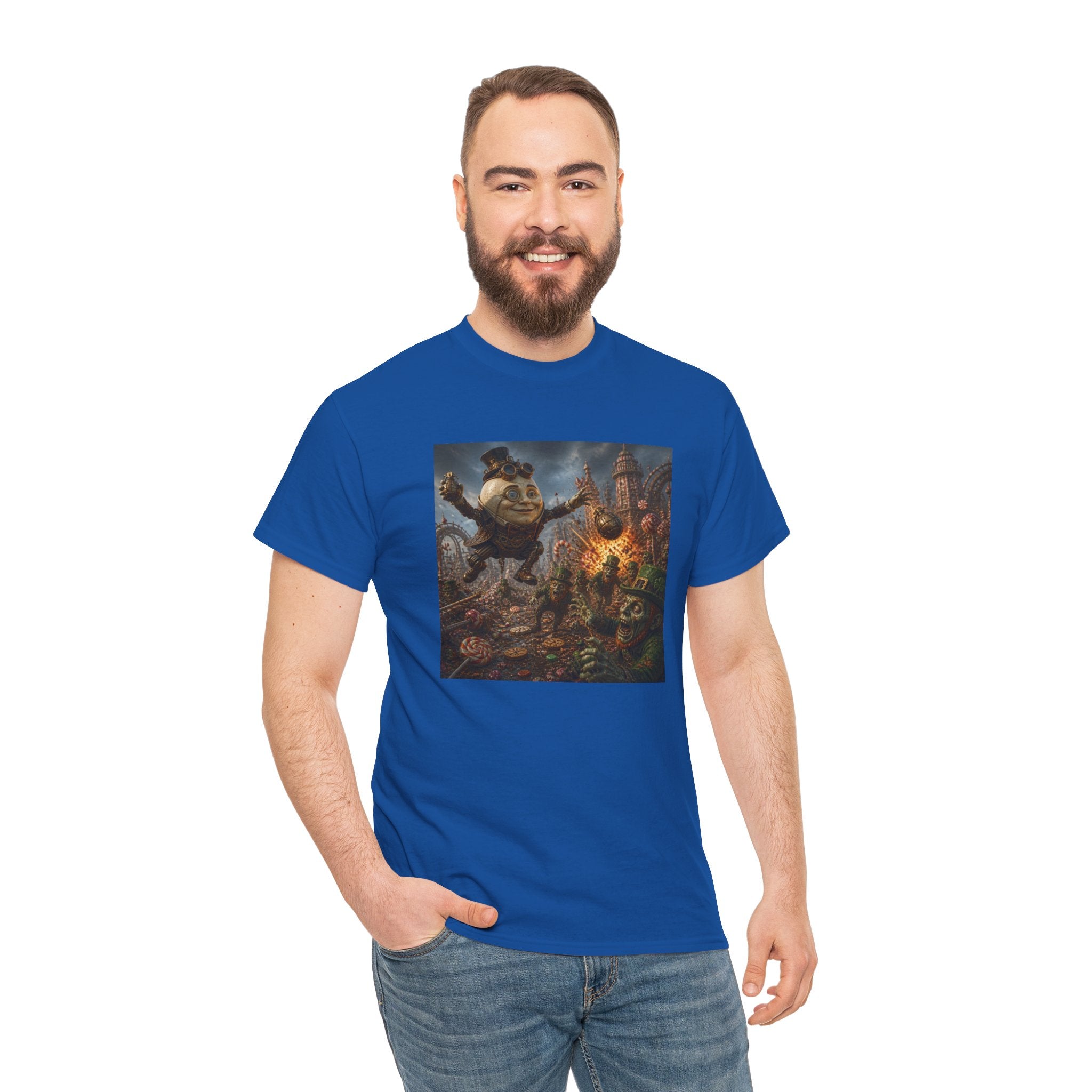 Fantasy Monster Battle Steampunk Humpty T-Shirt — Epic RPG Creature Art Tee