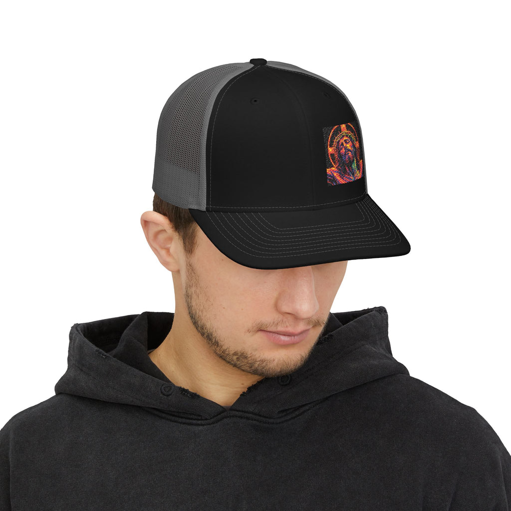Trucker Cap — Vibrant Neon Jesus Patch Snapback