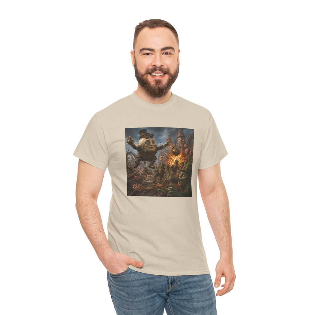 Fantasy Monster Battle Steampunk Humpty T-Shirt — Epic RPG Creature Art Tee