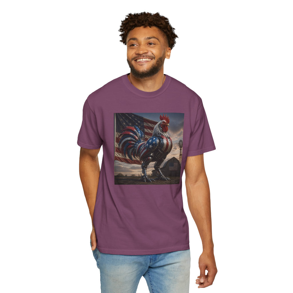 Patriotic Rooster T-Shirt — American Flag Farmhouse Graphic Tee
