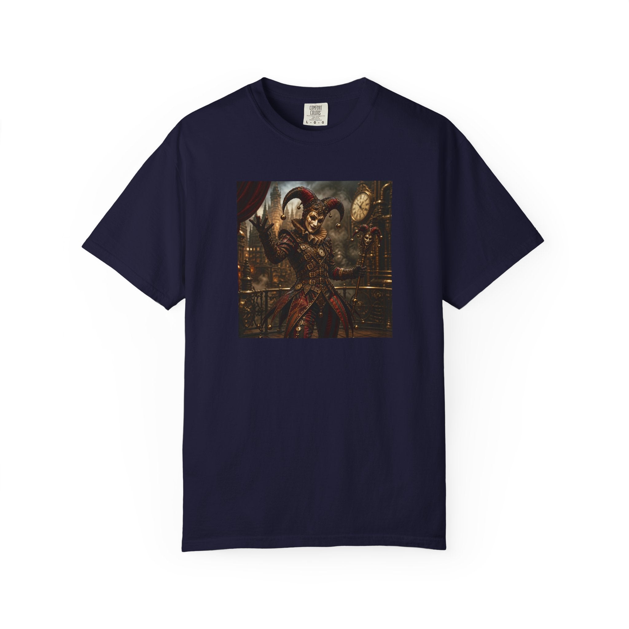 Steampunk Dark Carnival Jester Illustration Graphic T-Shirt