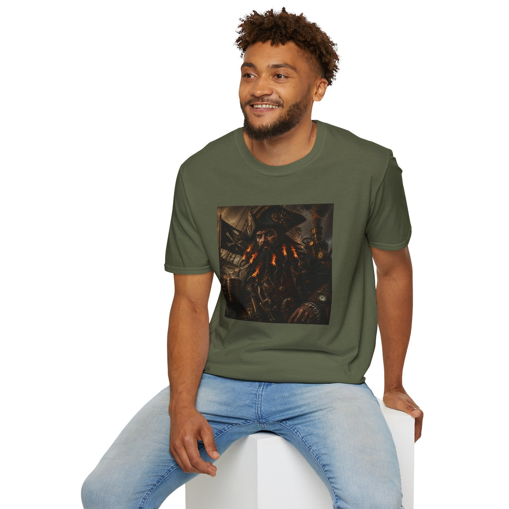 Steampunk Pirate Captain Graphic Tee — Blackbeard-Inspired Nautical Vintage T-Shirt