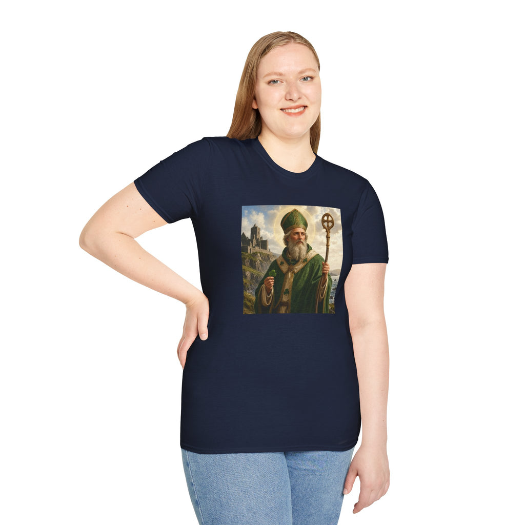 Saint Patrick T‑Shirt — Vintage Celtic Bishop Design