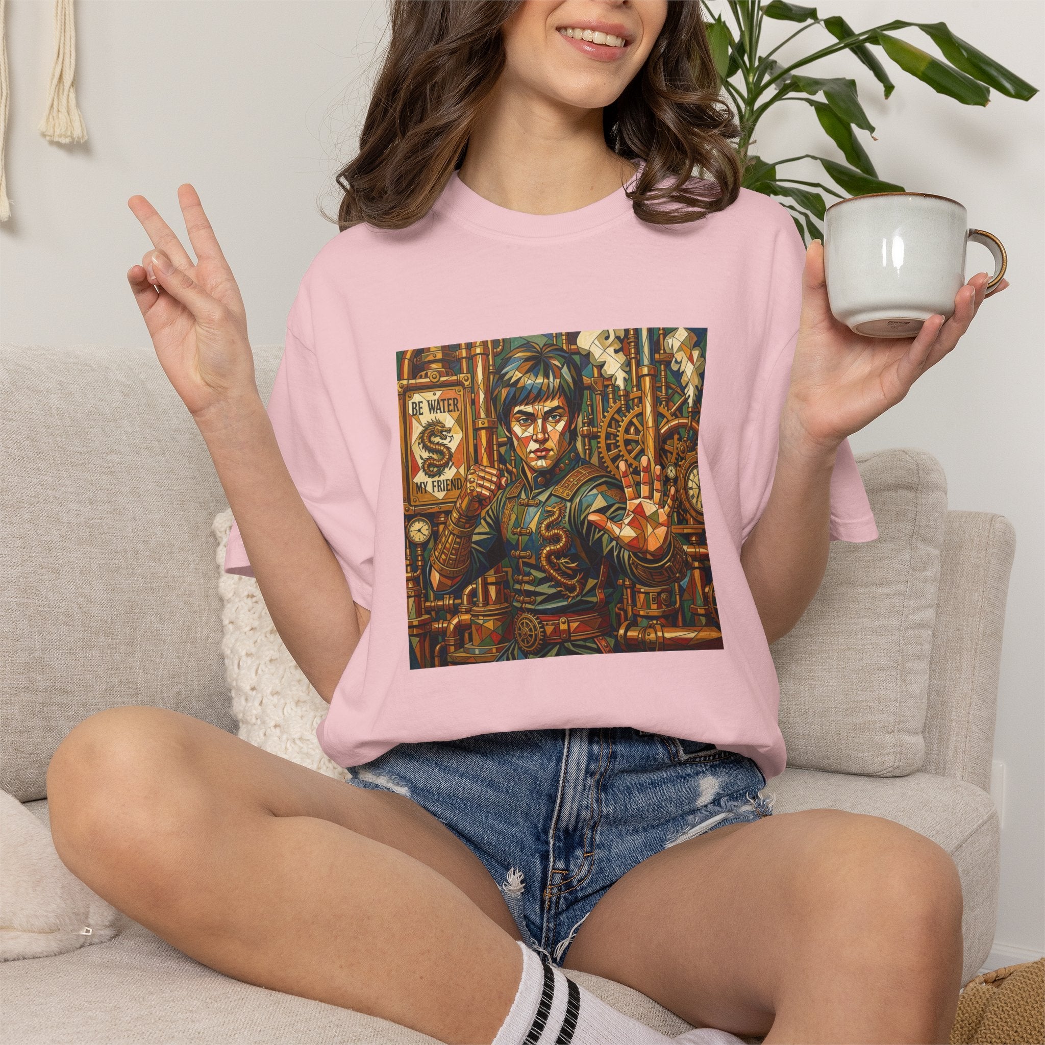 Steampunk Geo-pattern Bruce Lee T-shirt