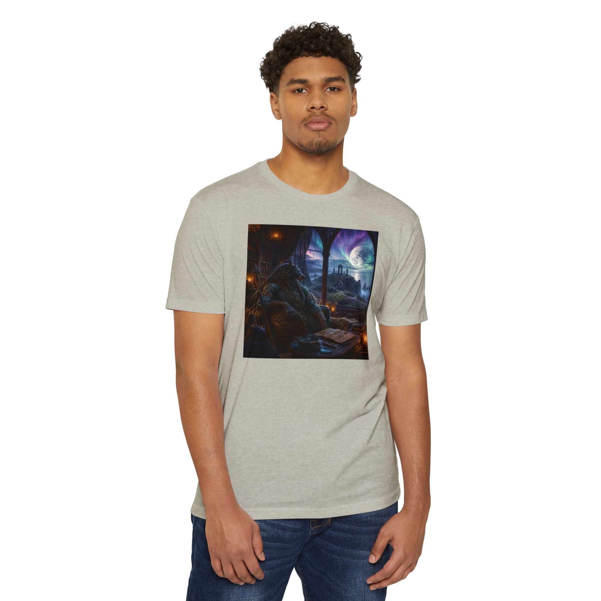 Fantasy Mage Scene T‑Shirt — Celtic Mystical Wizardry Night Graphic Tee