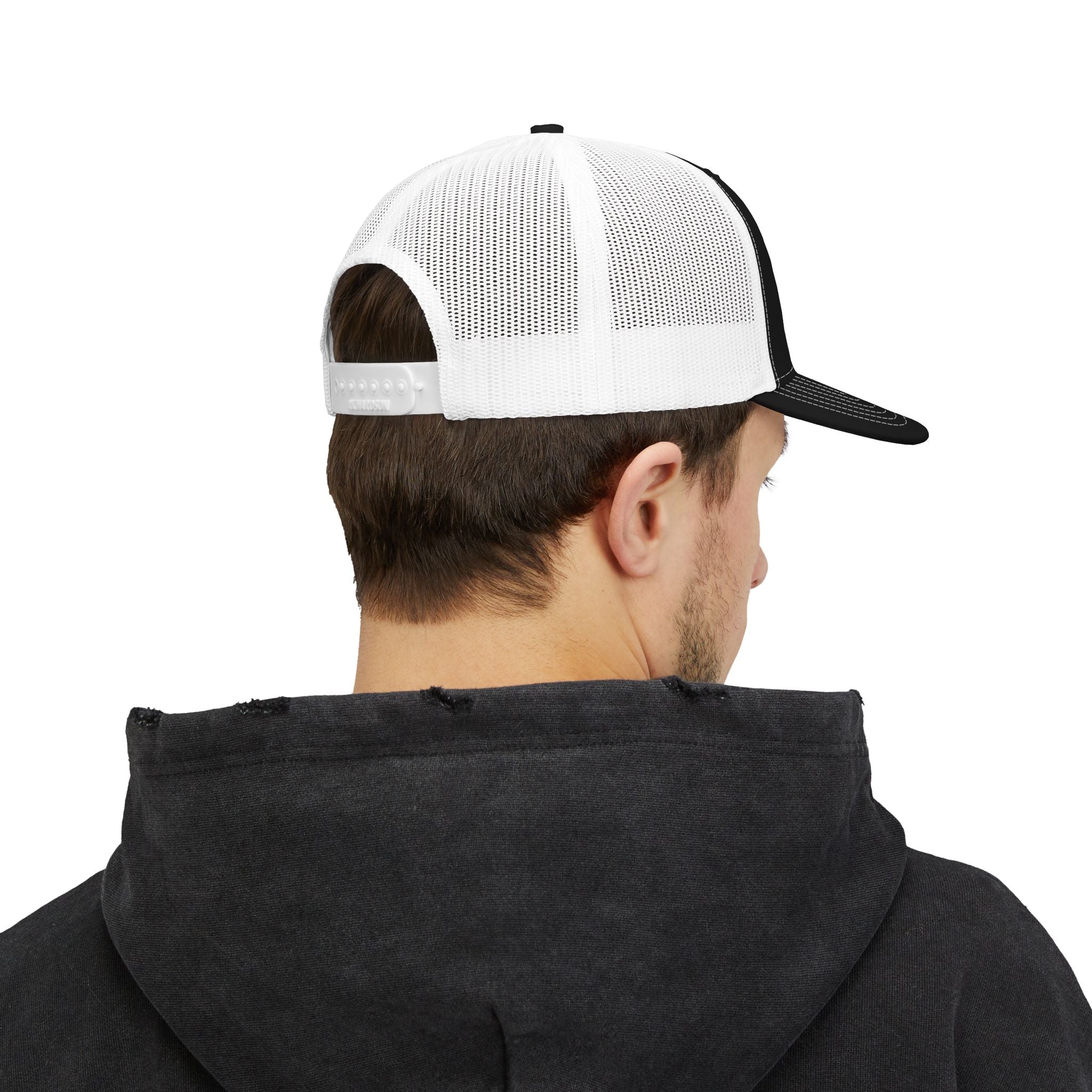 Religious Trucker Cap — Mosaic Sacred Heart Patch Snapback
