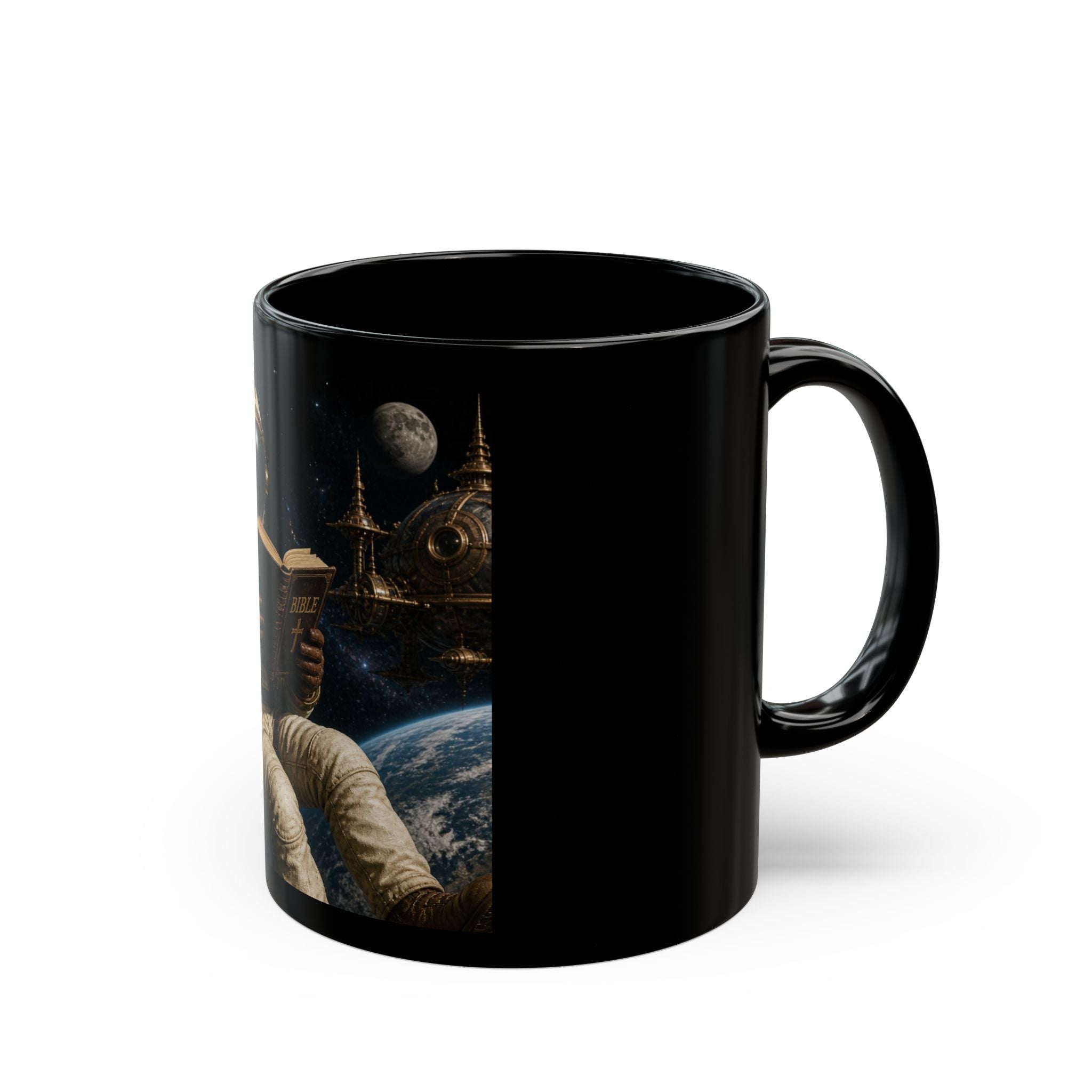 Astronaut Reading Bible Space Mug – Sci‑Fi Coffee Cup for Space Lovers Christ Lovers