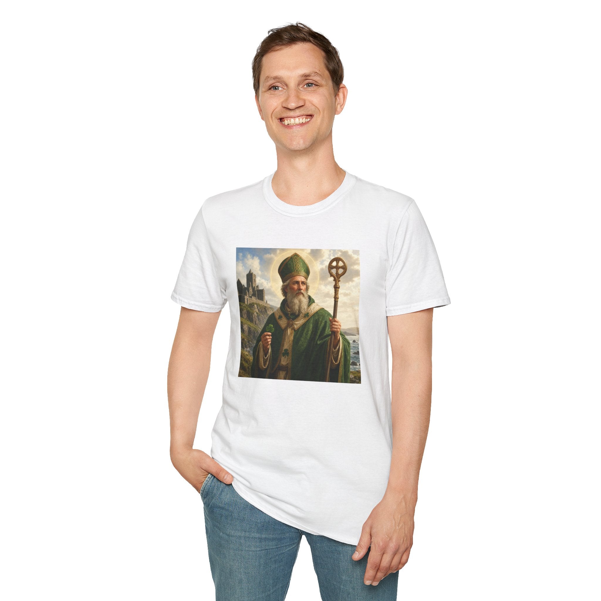Saint Patrick T‑Shirt — Vintage Celtic Bishop Design
