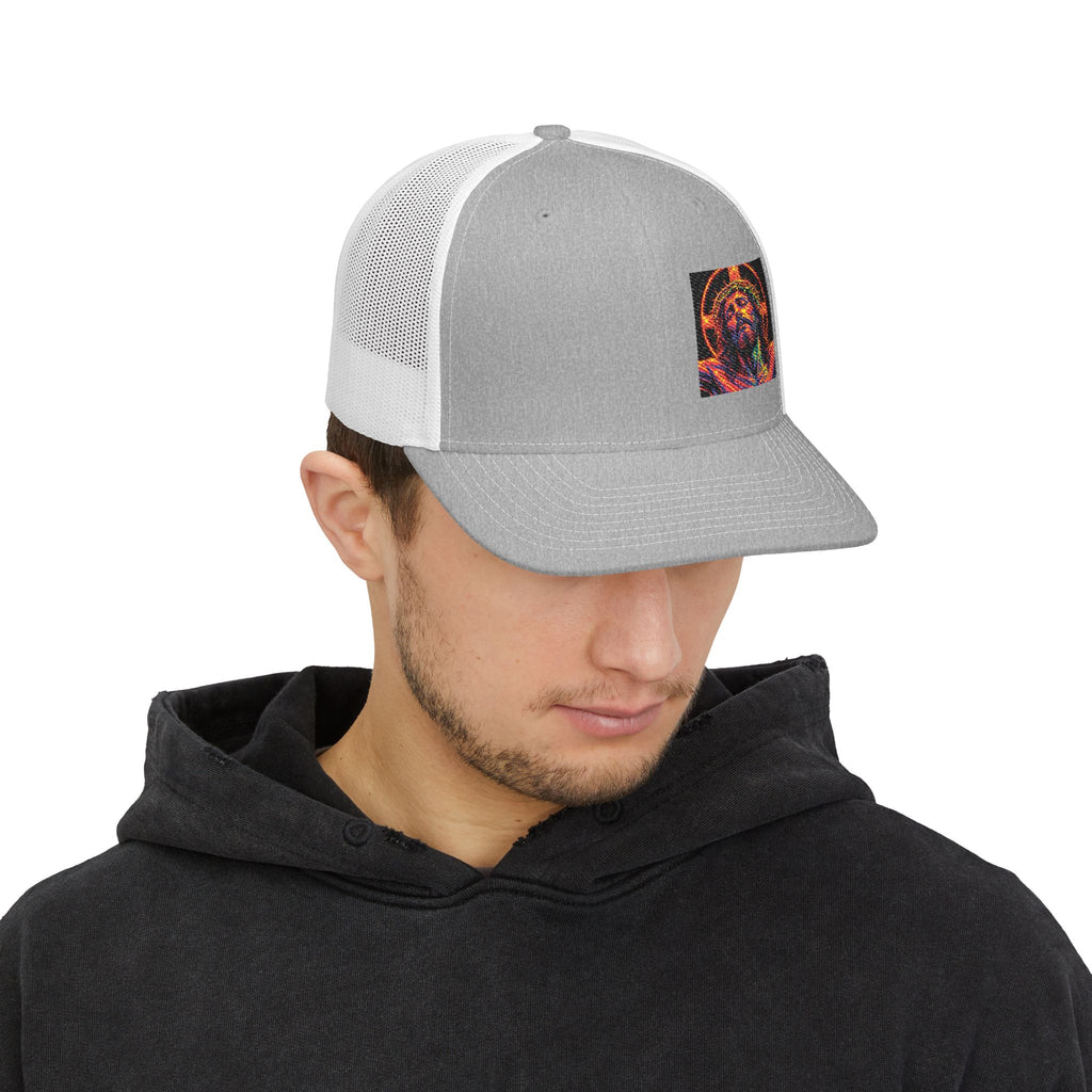 Trucker Cap — Vibrant Neon Jesus Patch Snapback