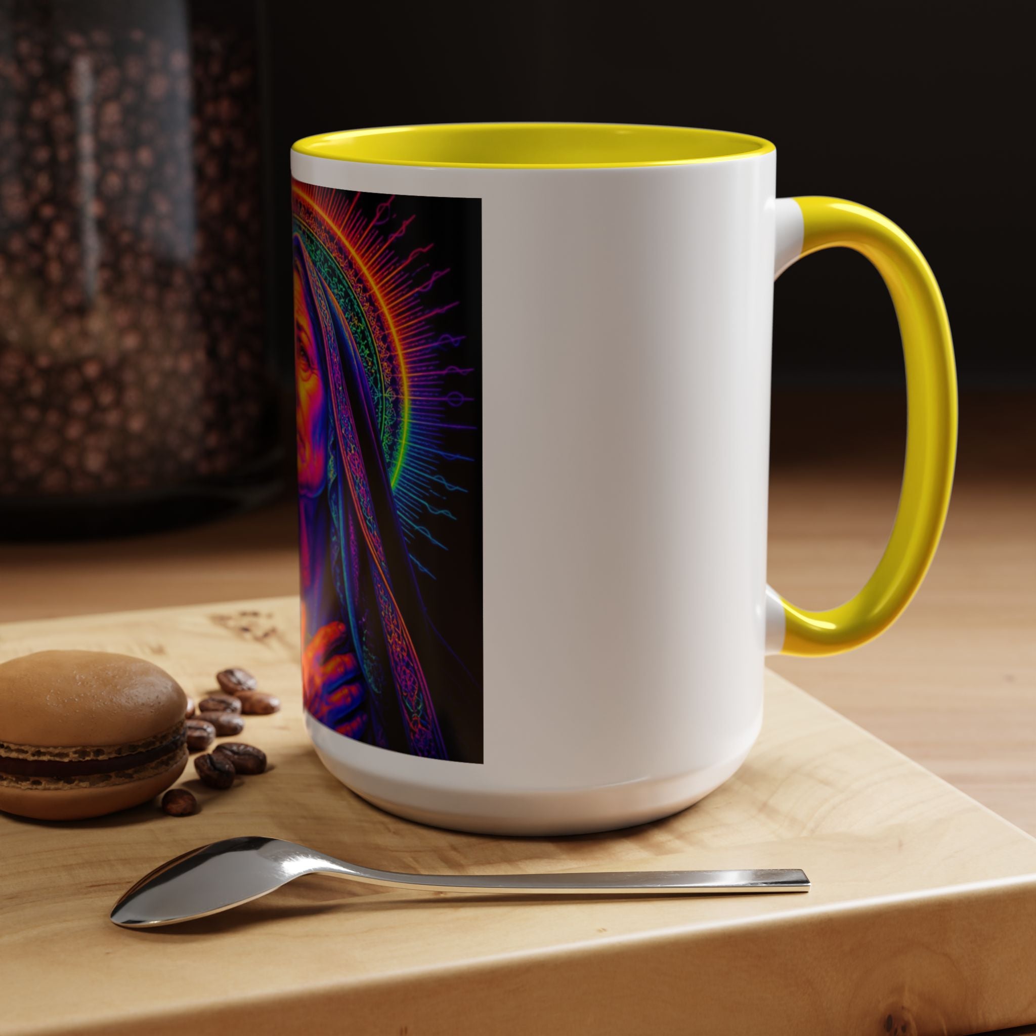 Neon Madonna Accent Coffee Mug - Vibrant Religious Art 11/15oz