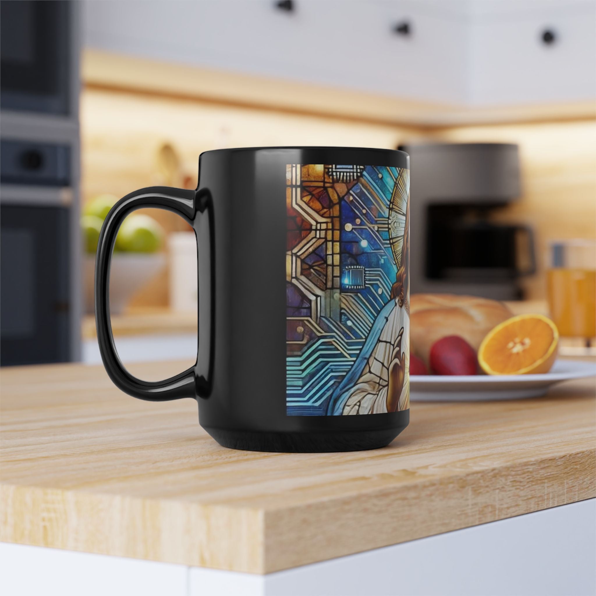 Digital Jesus — Stained Glass Tech Faith Coffee Cup (11oz/15oz)