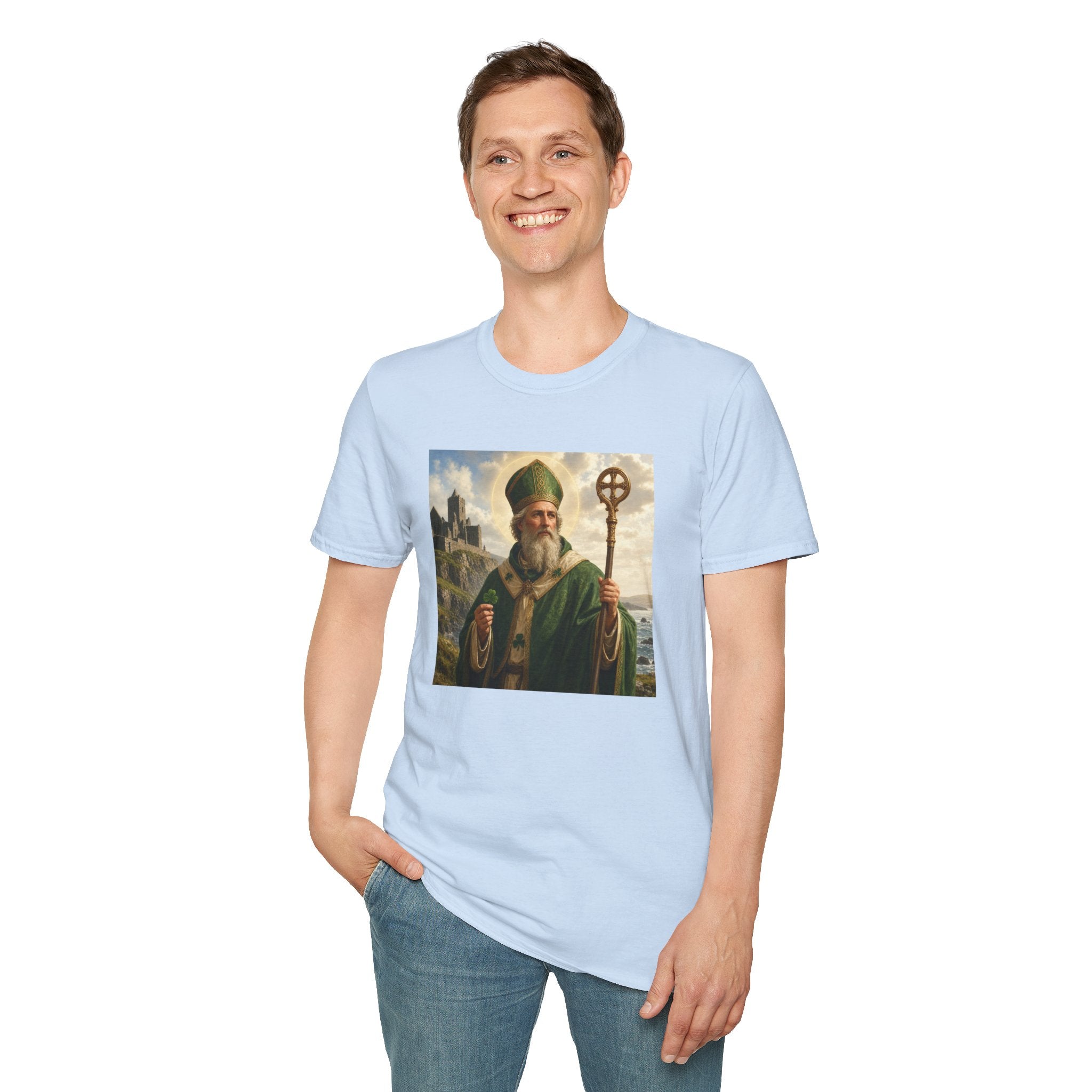 Saint Patrick T‑Shirt — Vintage Celtic Bishop Design