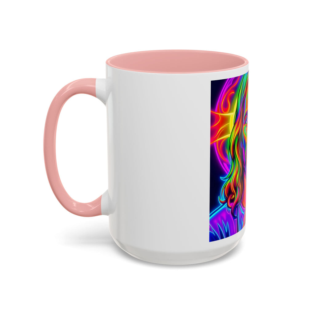 Neon Jesus Accent Coffee Mug – Vibrant Spiritual Art 11oz/15oz
