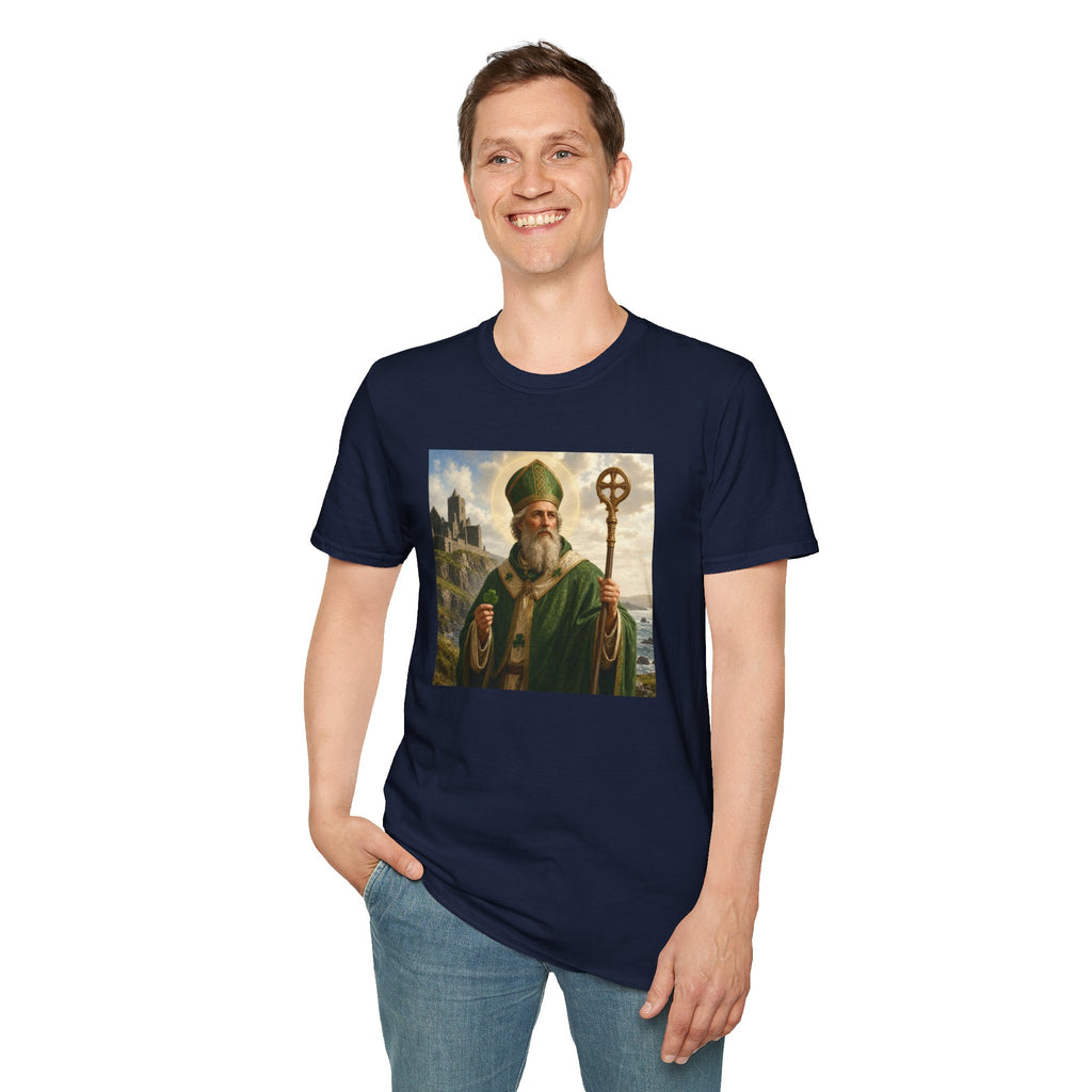 Saint Patrick T‑Shirt — Vintage Celtic Bishop Design