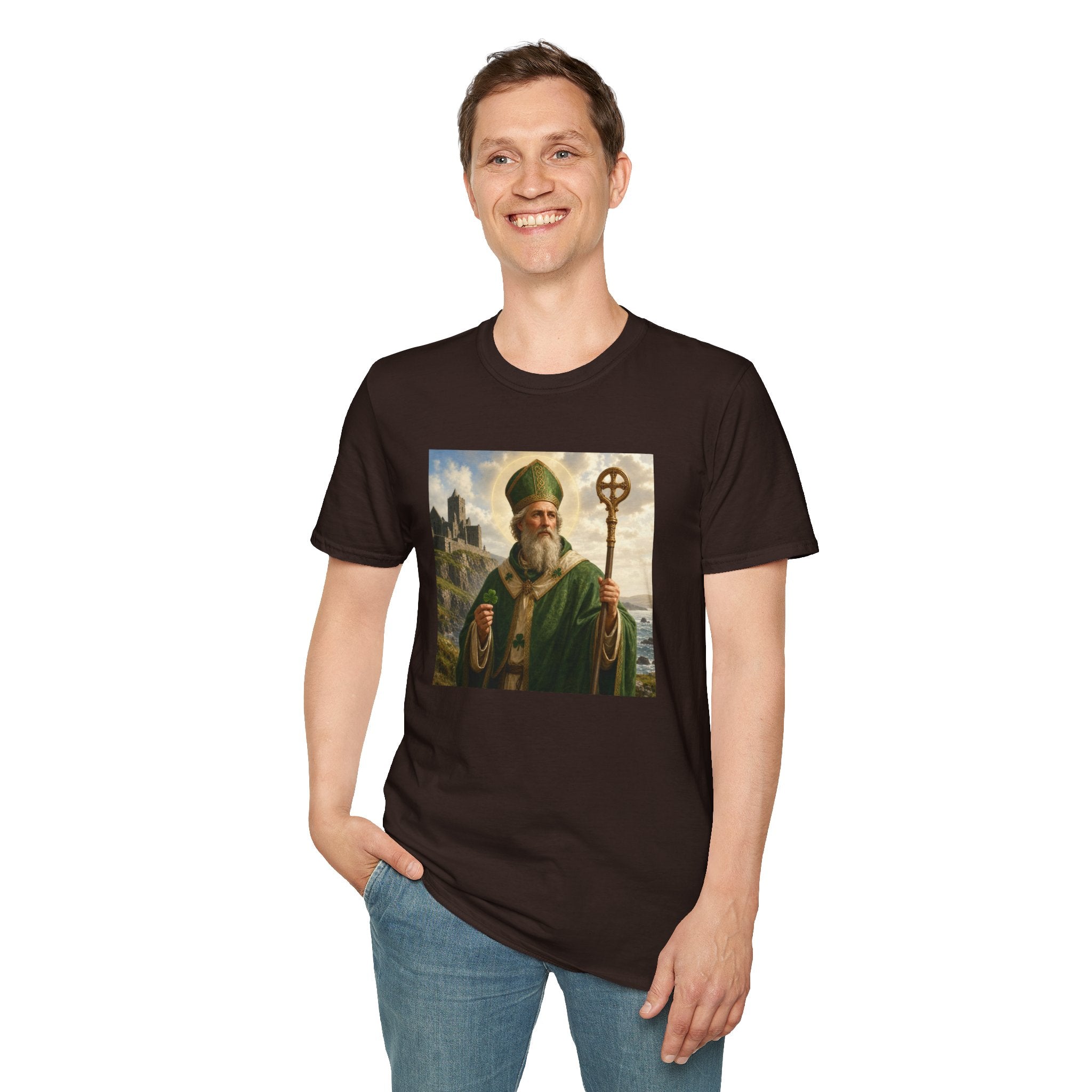 Saint Patrick T‑Shirt — Vintage Celtic Bishop Design