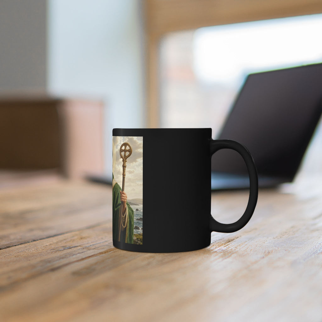 St. Patrick Ceramic Mug — Irish Saint Illustration Black Coffee Cup (11oz & 15oz)