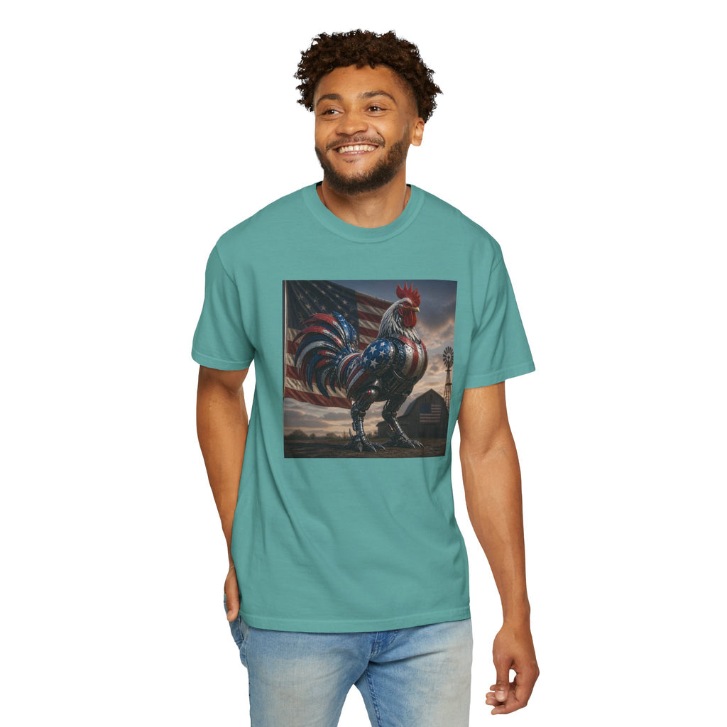 Patriotic Rooster T-Shirt — American Flag Farmhouse Graphic Tee