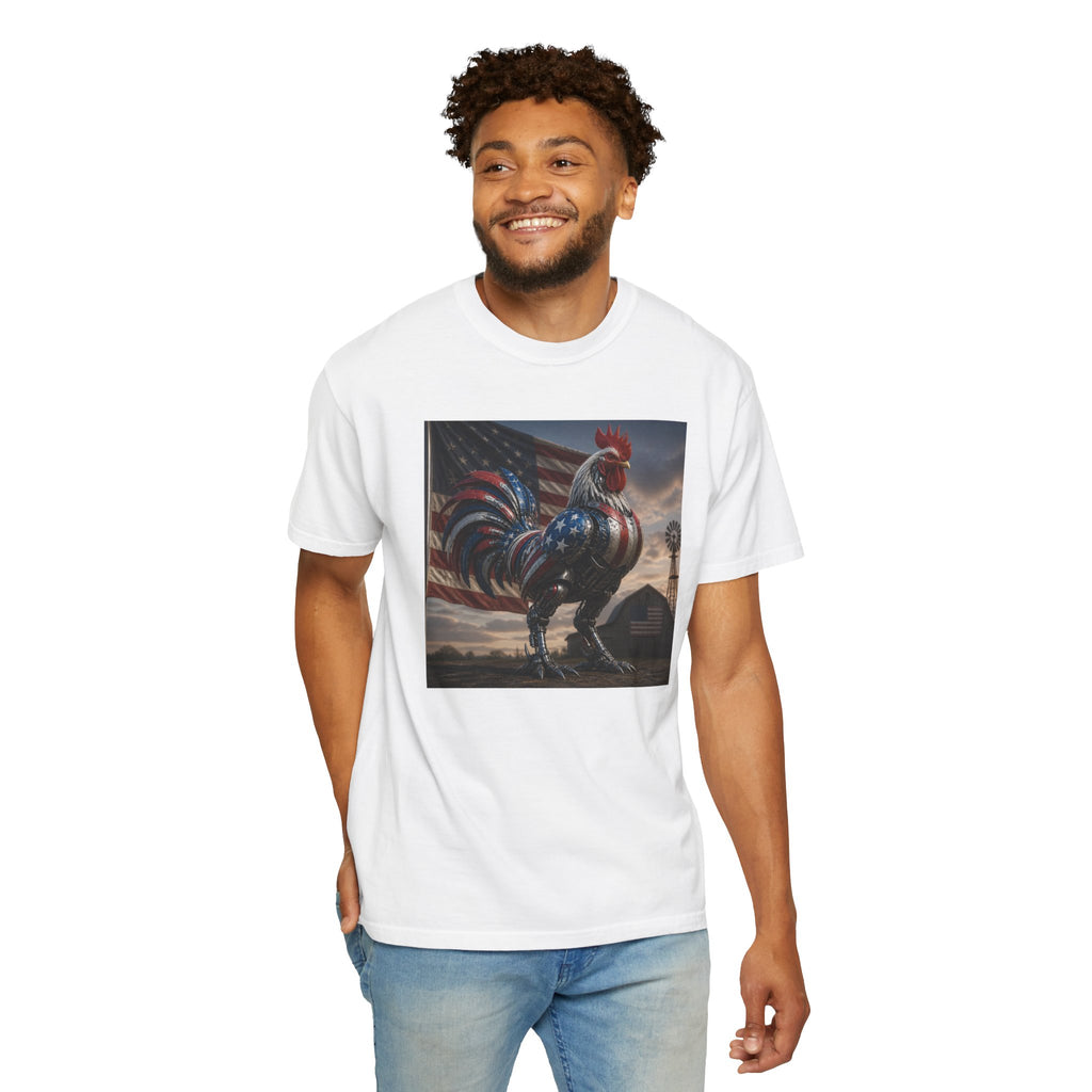 Patriotic Rooster T-Shirt — American Flag Farmhouse Graphic Tee