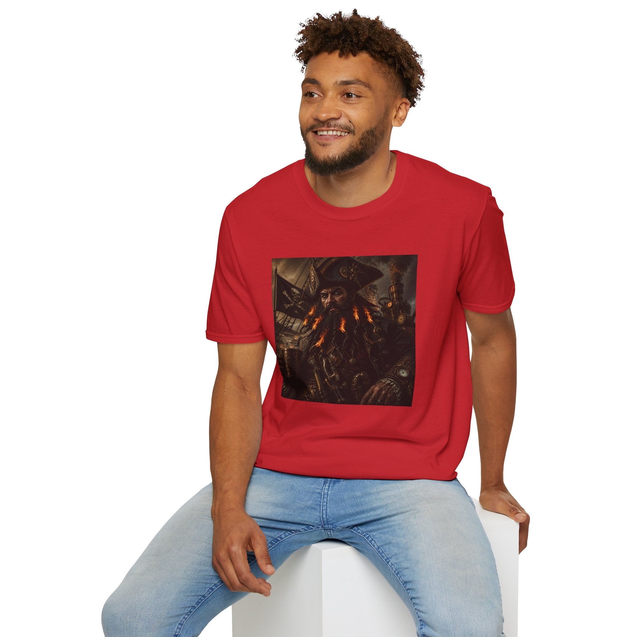Steampunk Pirate Captain Graphic Tee — Blackbeard-Inspired Nautical Vintage T-Shirt