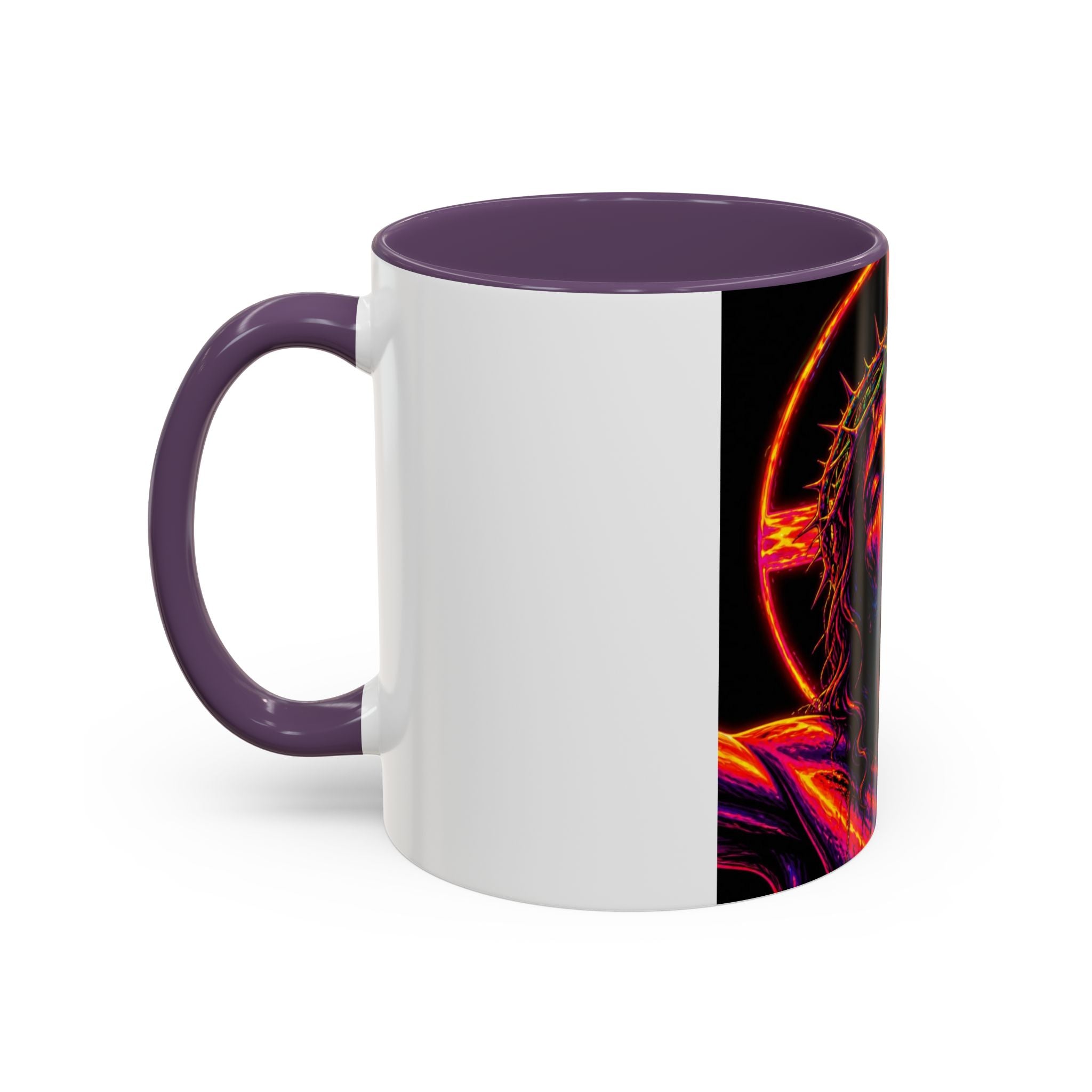 Jesus Christ Neon Portrait Coffee Mug — Colorful Crucifixion Accent Mug (11/15oz)