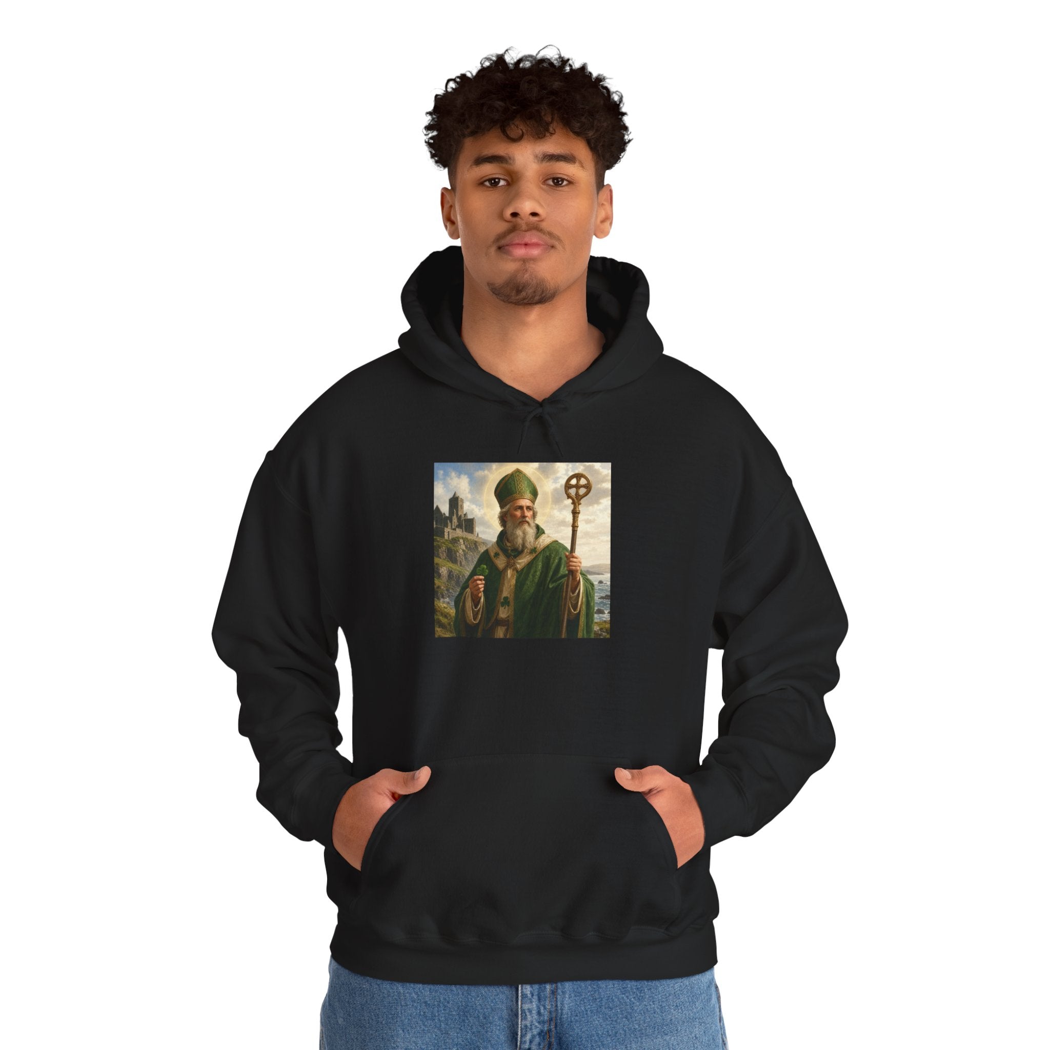 Saint Patrick Hoodie – Vintage Celtic Saint Illustration Pullover