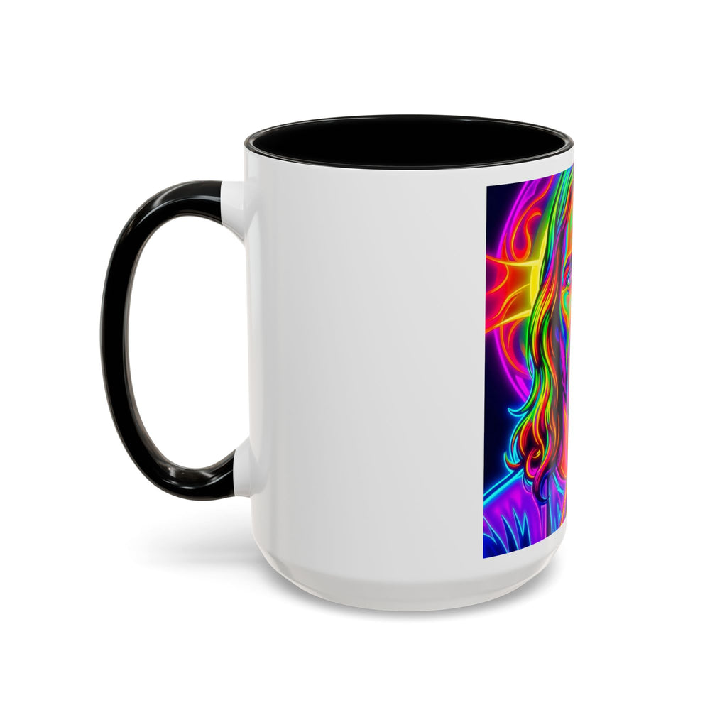 Neon Jesus Accent Coffee Mug – Vibrant Spiritual Art 11oz/15oz