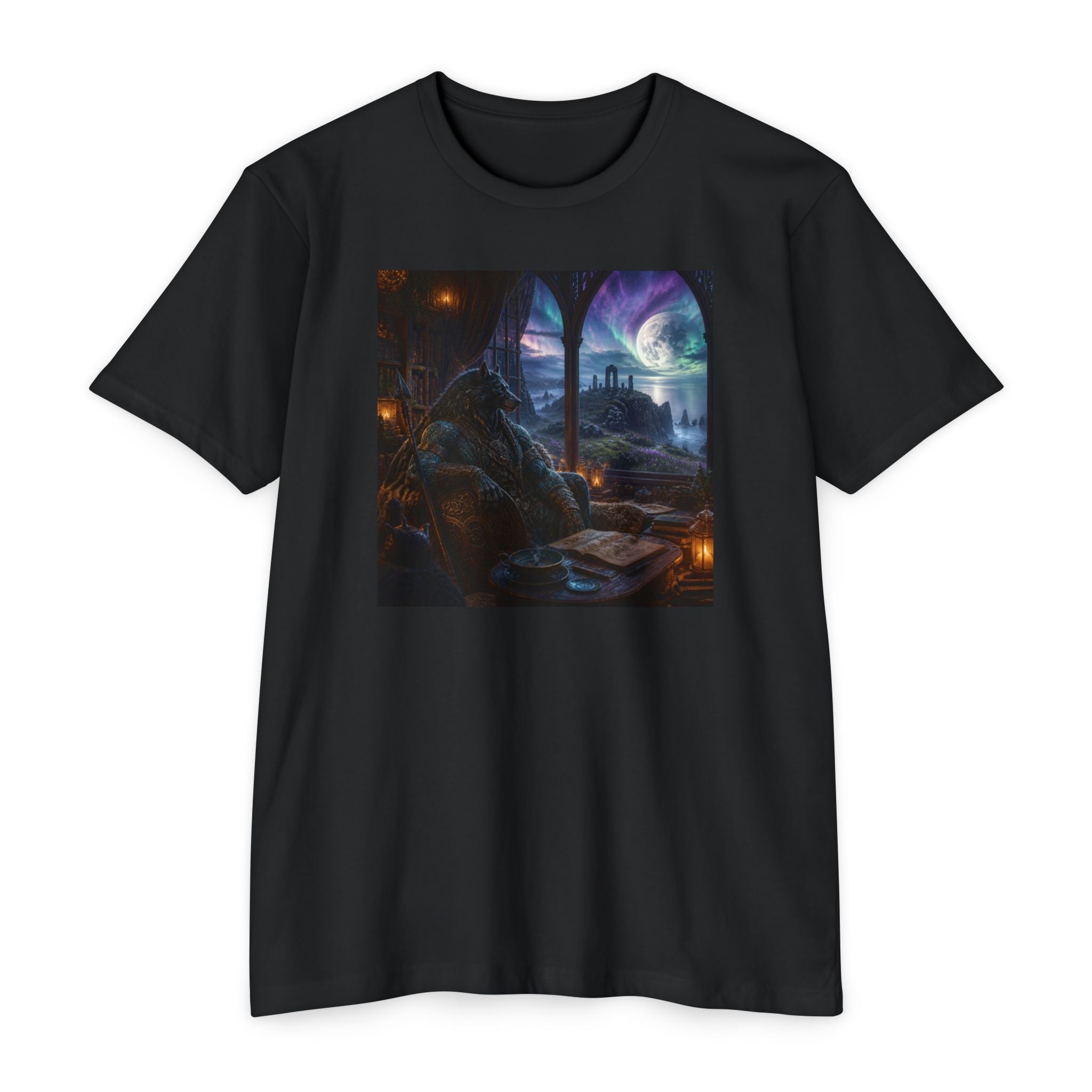Fantasy Mage Scene T‑Shirt — Celtic Mystical Wizardry Night Graphic Tee