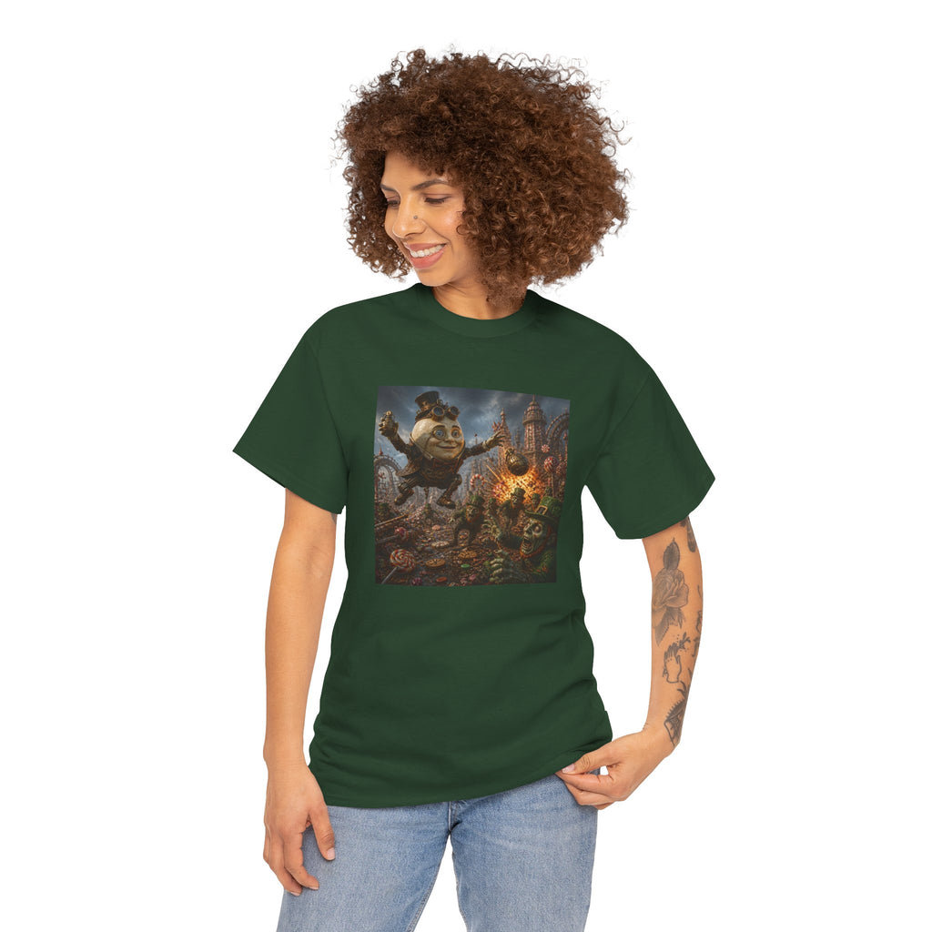 Fantasy Monster Battle Steampunk Humpty T-Shirt — Epic RPG Creature Art Tee