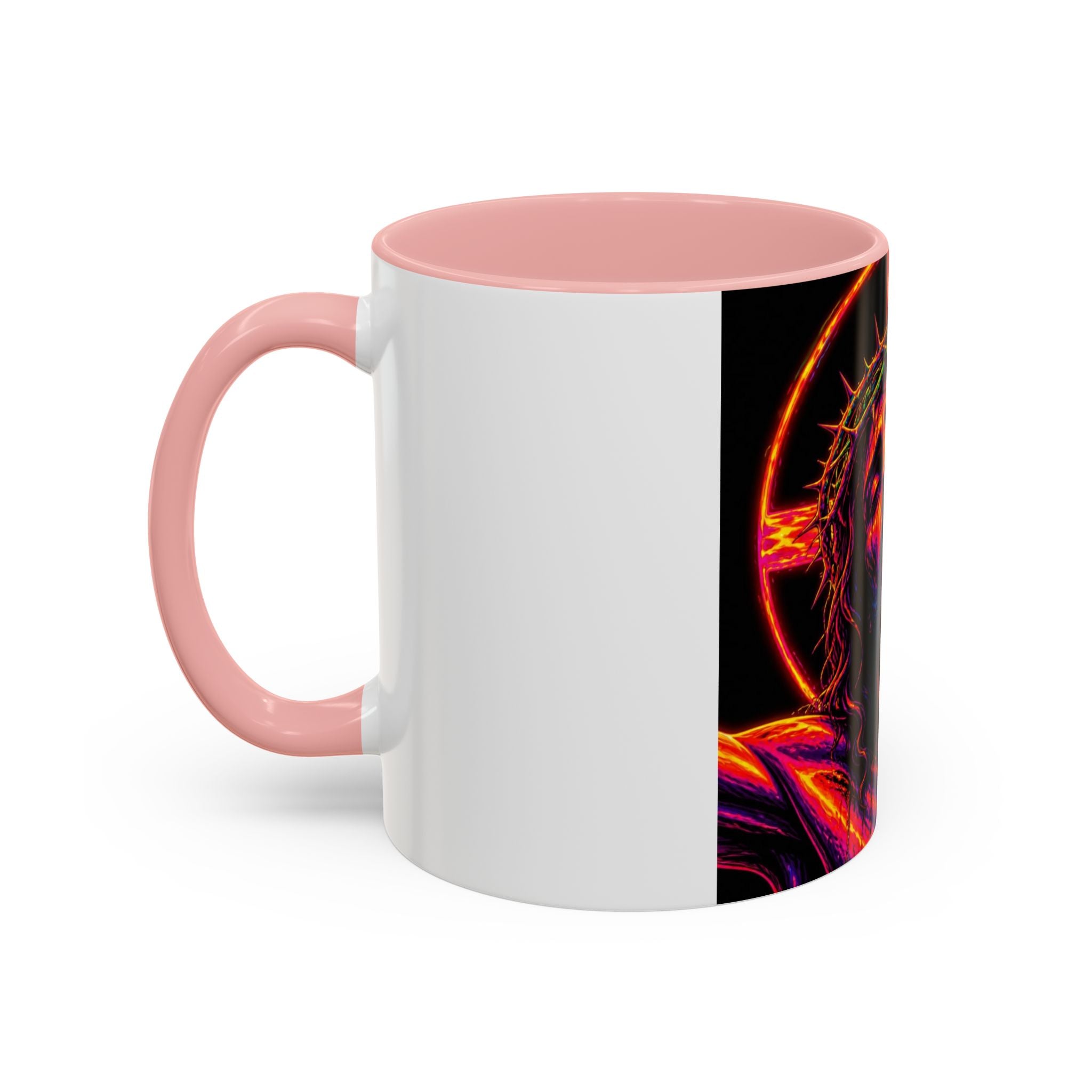 Jesus Christ Neon Portrait Coffee Mug — Colorful Crucifixion Accent Mug (11/15oz)