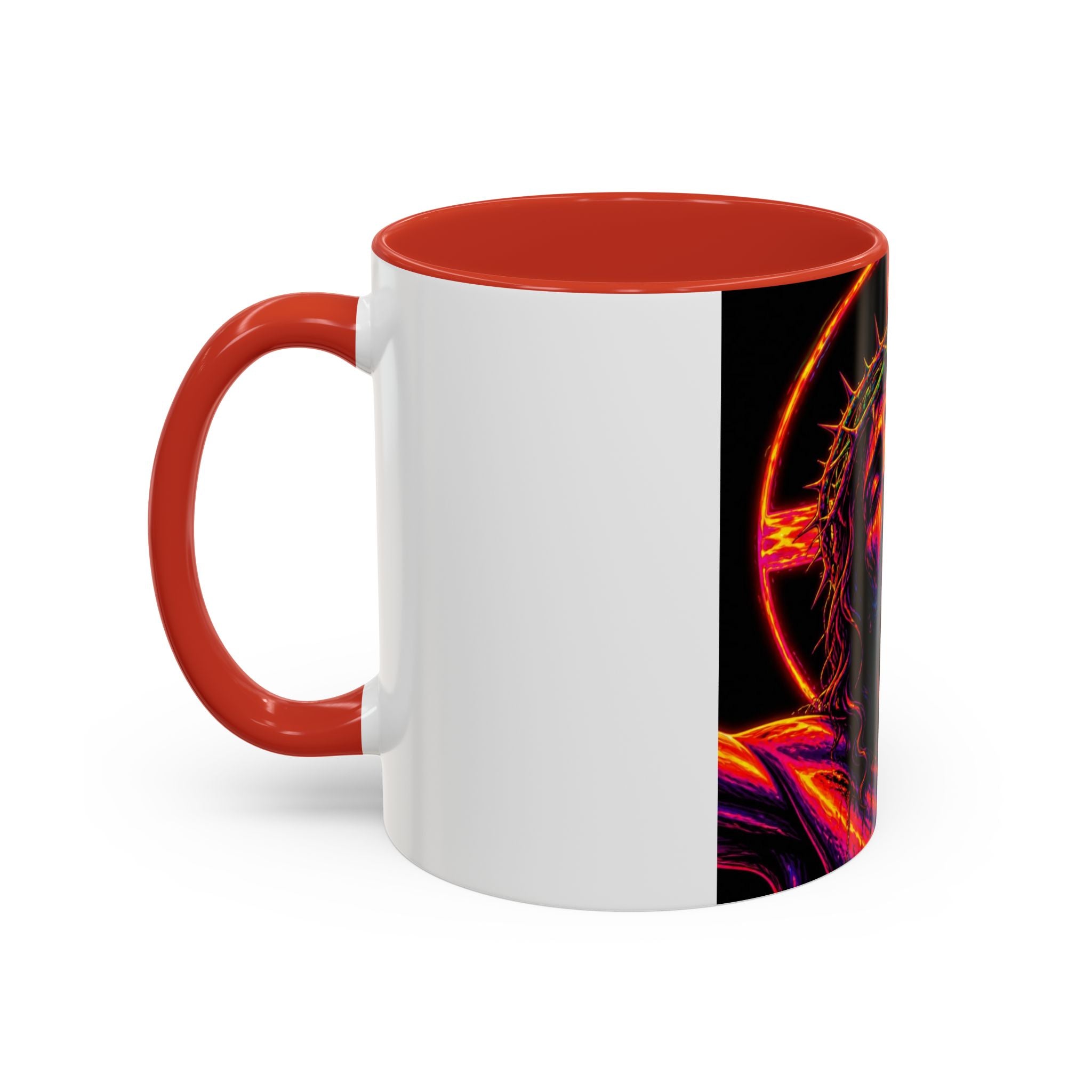 Jesus Christ Neon Portrait Coffee Mug — Colorful Crucifixion Accent Mug (11/15oz)