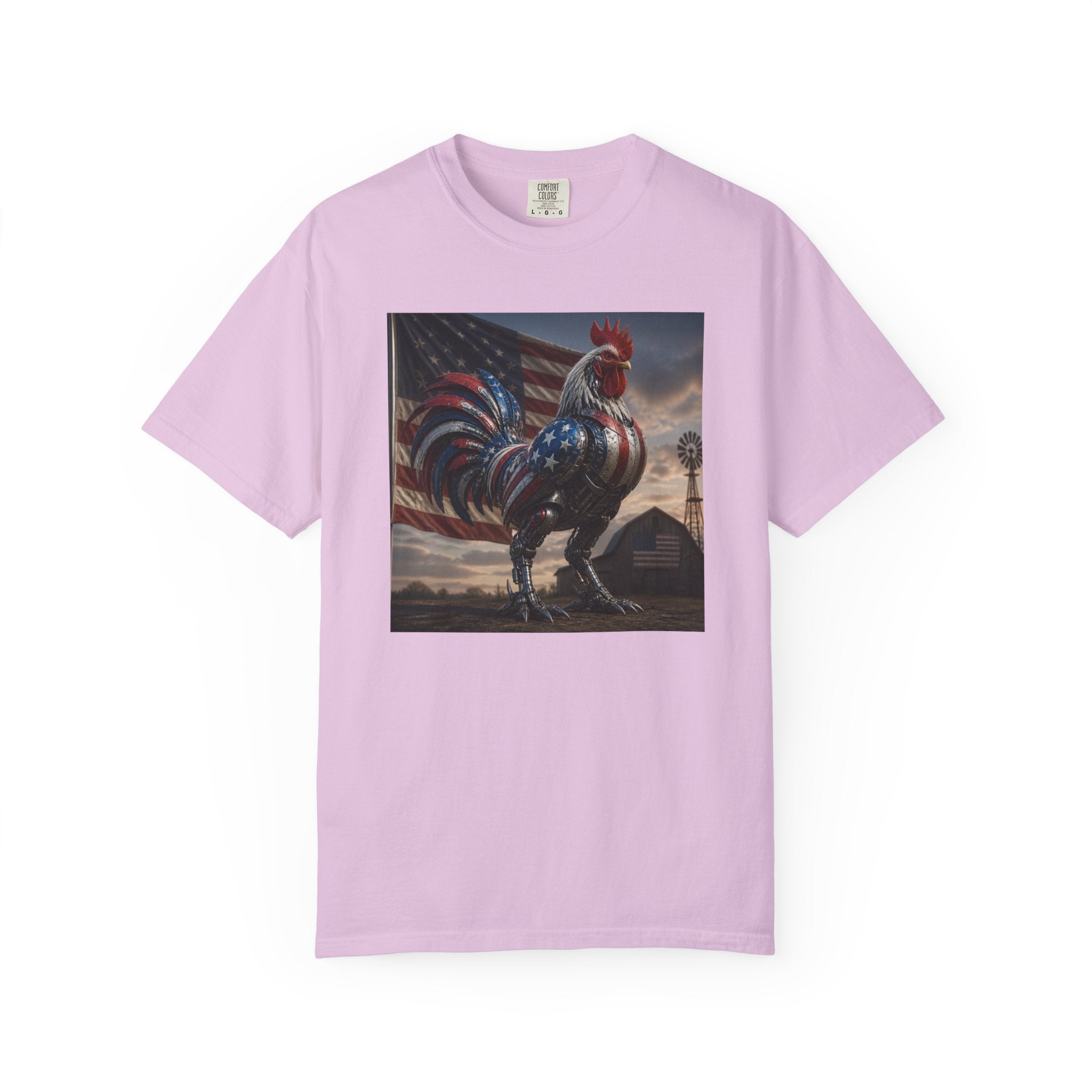 Patriotic Rooster T-Shirt — American Flag Farmhouse Graphic Tee