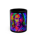 Neon Jesus Black Mug — Vibrant Spiritual Art Coffee Cup (11oz/15oz)