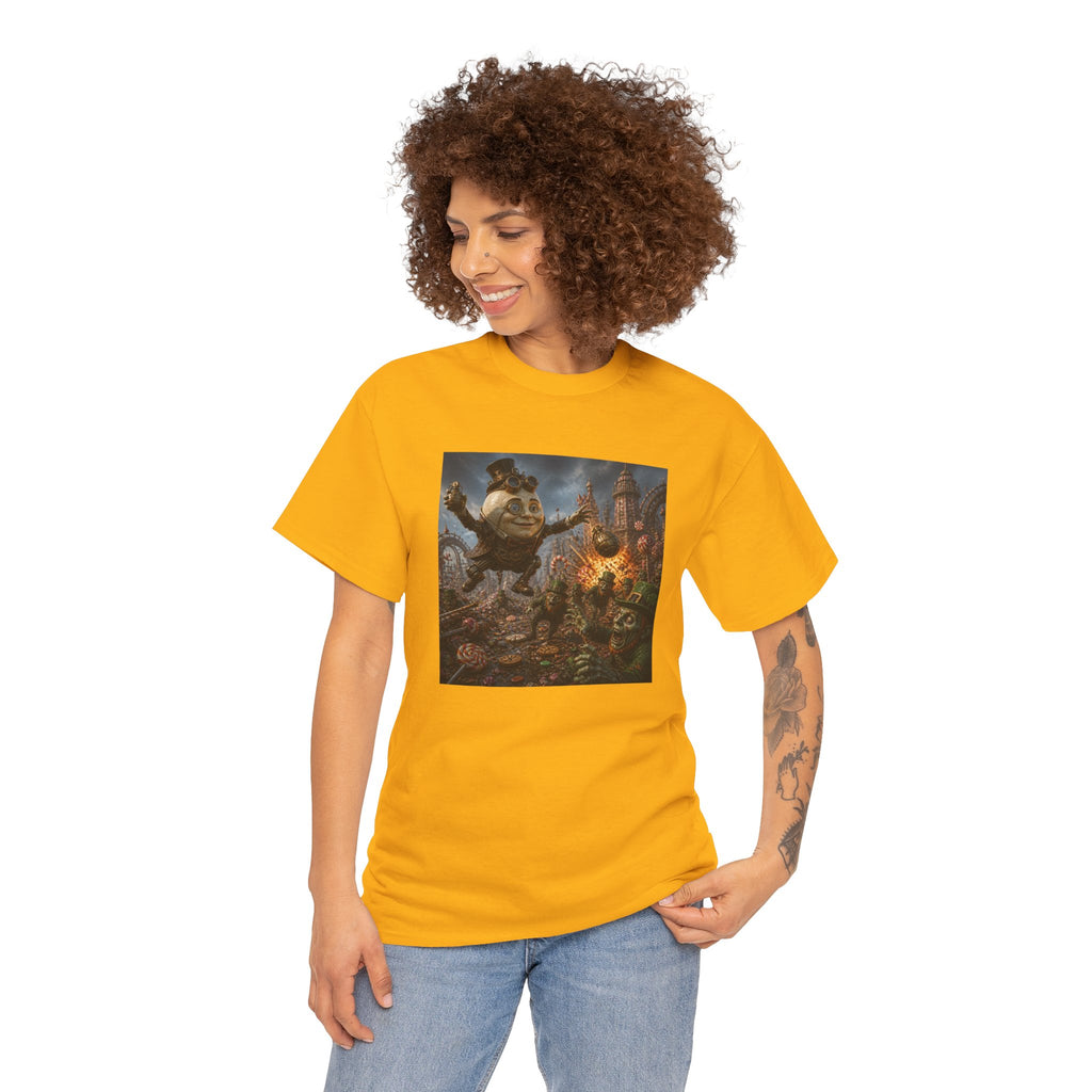 Fantasy Monster Battle Steampunk Humpty T-Shirt — Epic RPG Creature Art Tee