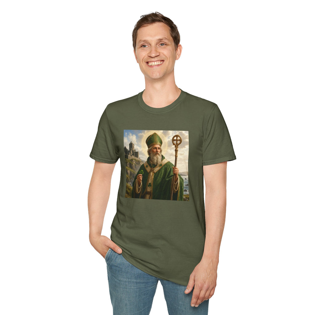 Saint Patrick T‑Shirt — Vintage Celtic Bishop Design