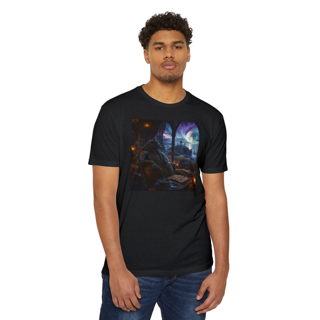 Fantasy Mage Scene T‑Shirt — Celtic Mystical Wizardry Night Graphic Tee