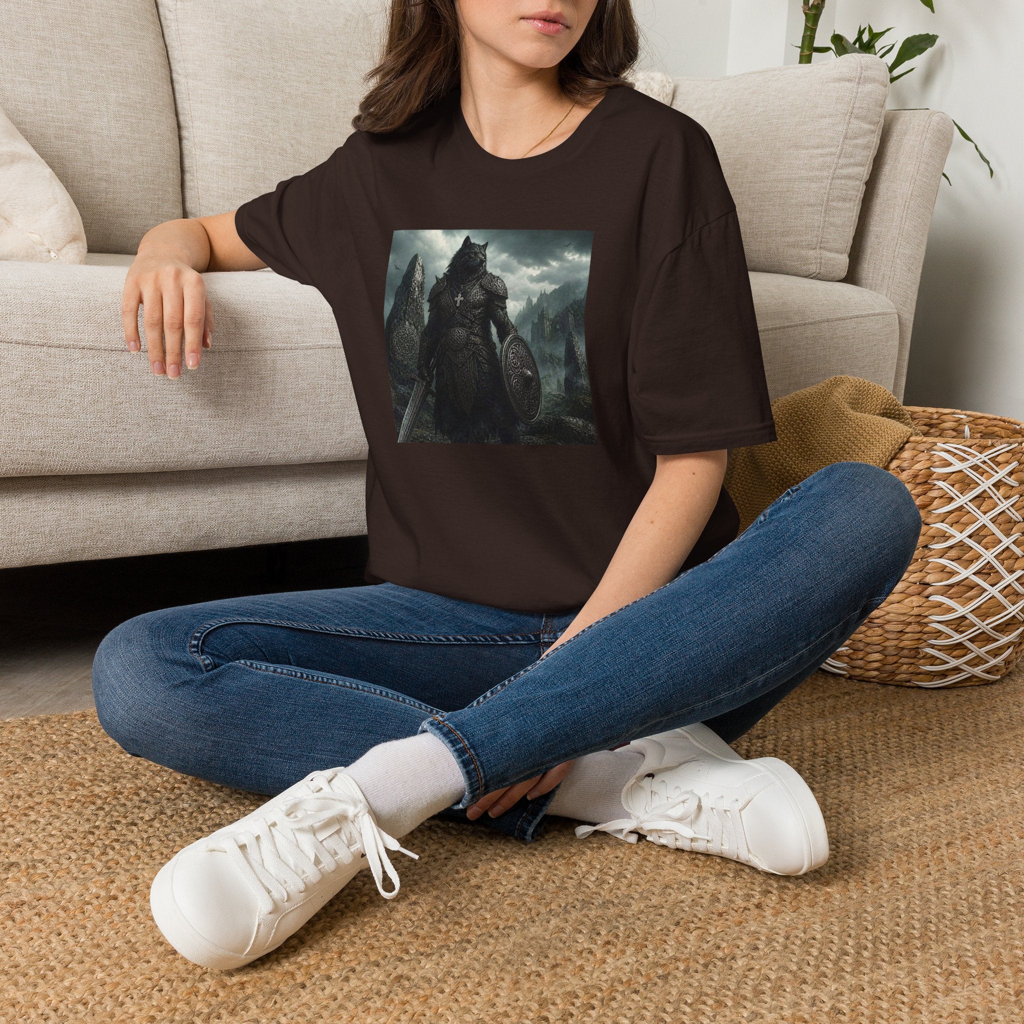 Celtic Wolf Warrior T-Shirt — Dark Fantasy Viking Wolf Knight Graphic Tee