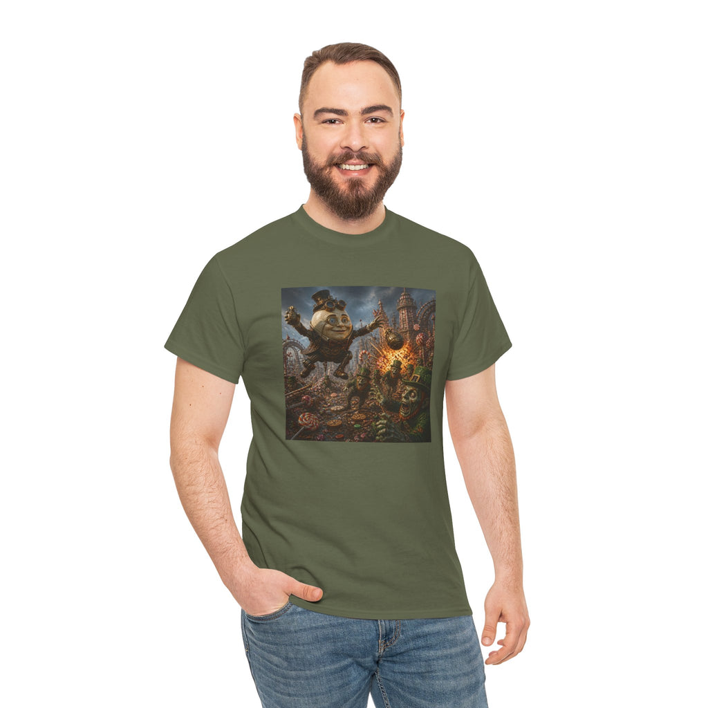 Fantasy Monster Battle Steampunk Humpty T-Shirt — Epic RPG Creature Art Tee