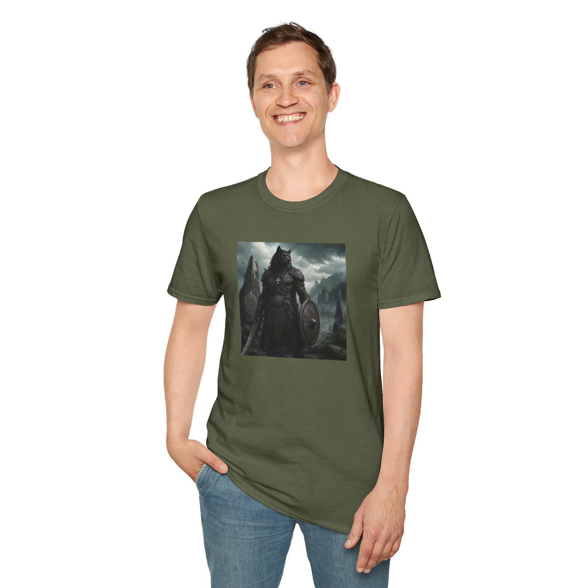 Celtic Wolf Warrior T-Shirt — Dark Fantasy Viking Wolf Knight Graphic Tee