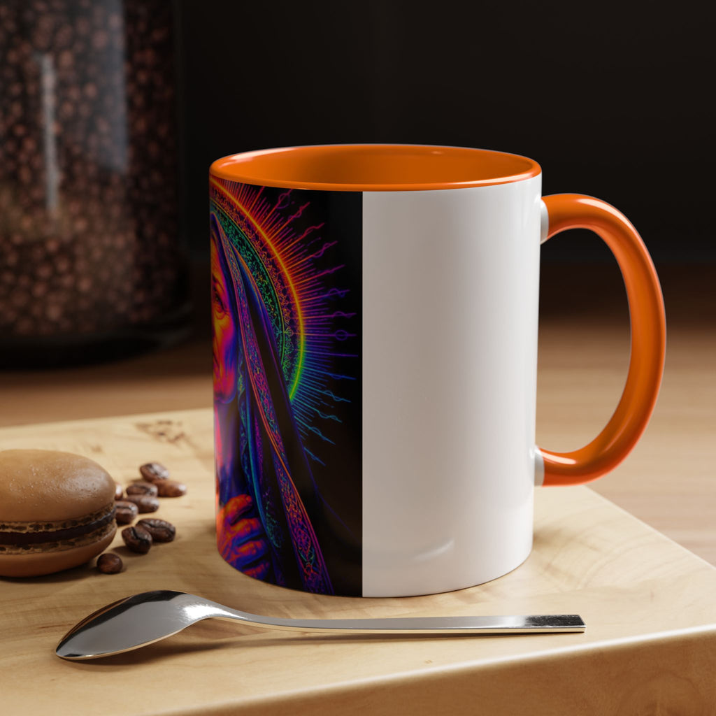 Neon Madonna Accent Coffee Mug - Vibrant Religious Art 11/15oz