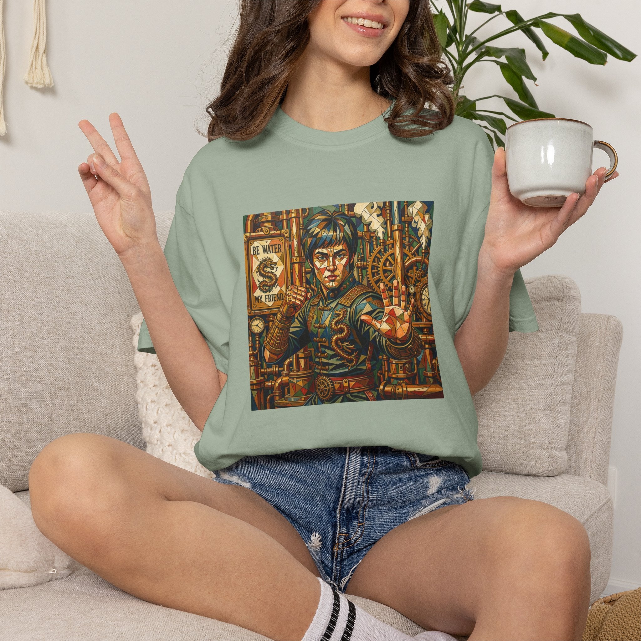 Steampunk Geo-pattern Bruce Lee T-shirt