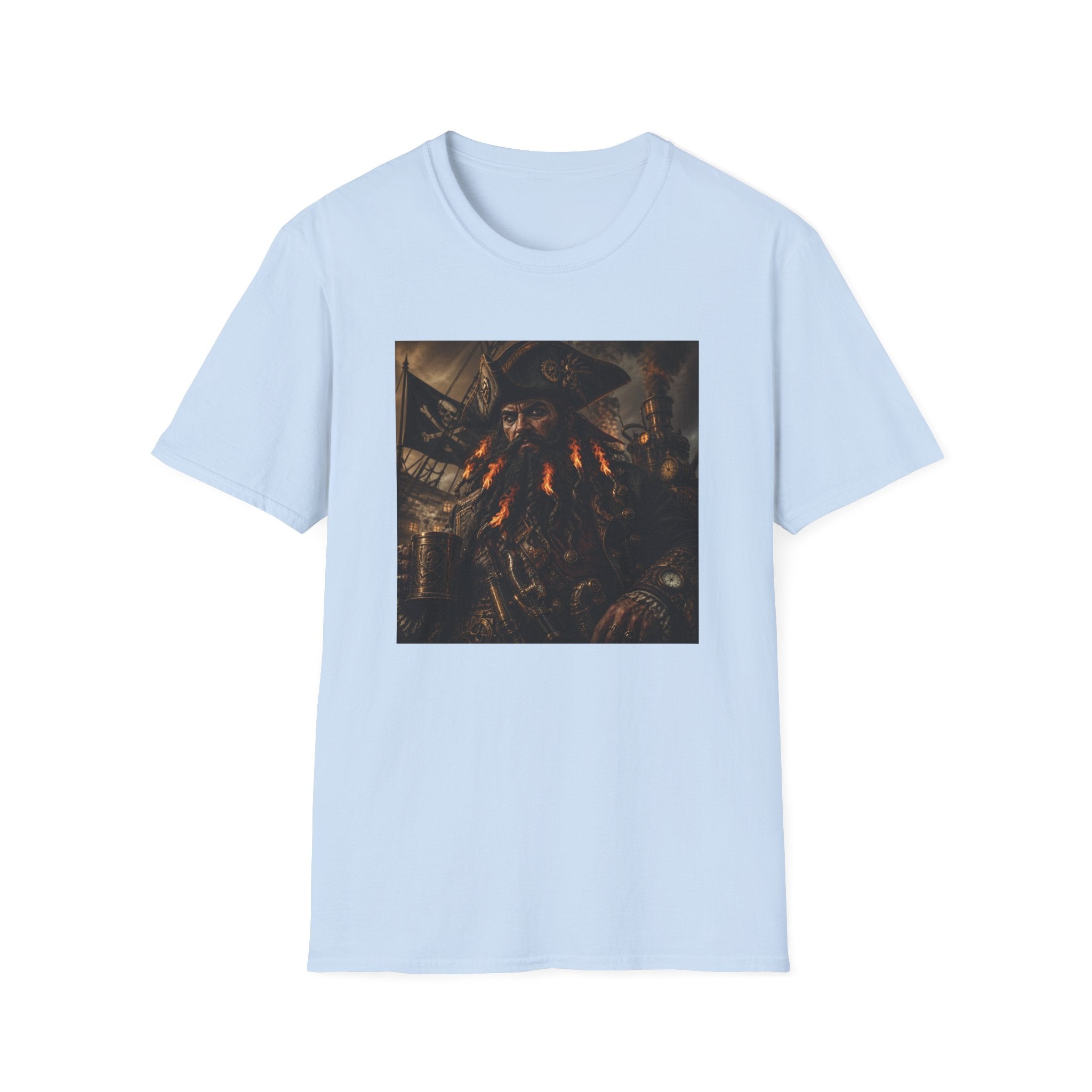 Steampunk Pirate Captain Graphic Tee — Blackbeard-Inspired Nautical Vintage T-Shirt