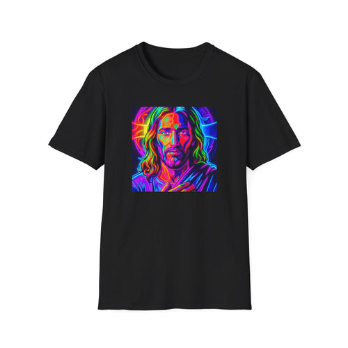 Jesus Portrait T-Shirt — Vibrant Neon Christian Art Tee