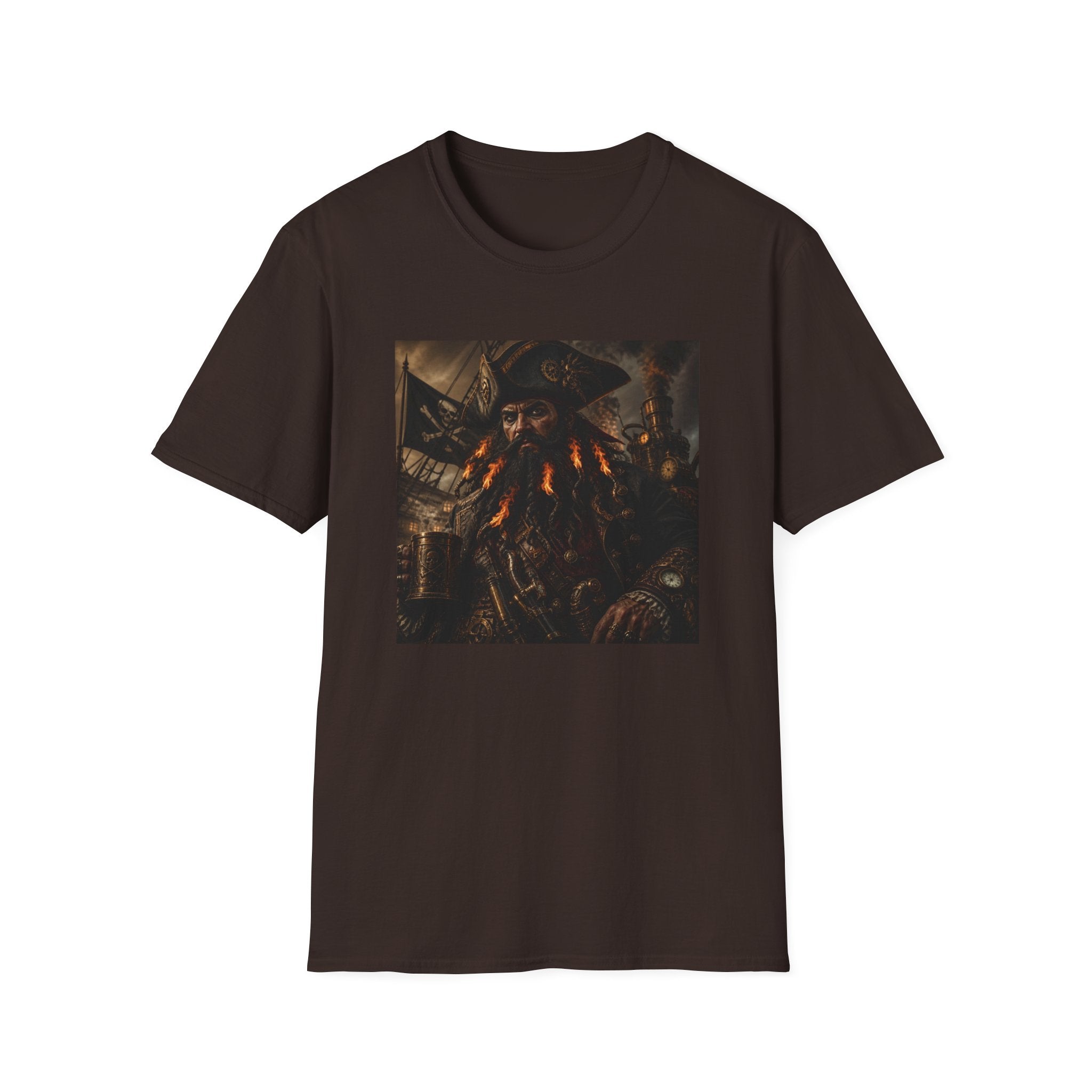 Steampunk Pirate Captain Graphic Tee — Blackbeard-Inspired Nautical Vintage T-Shirt