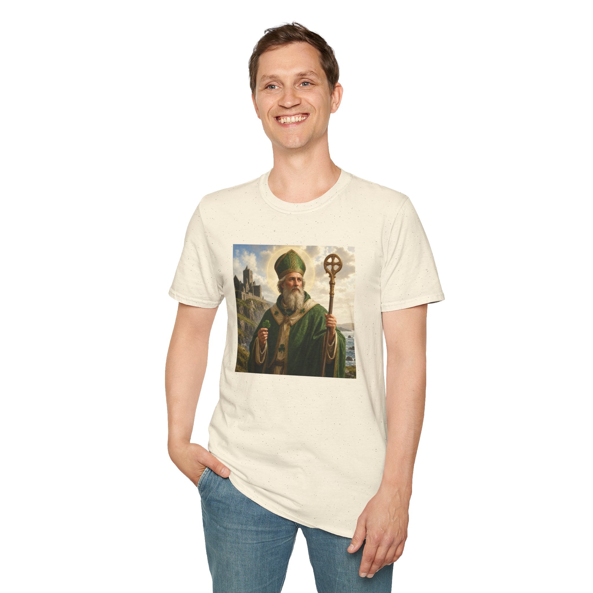 Saint Patrick T‑Shirt — Vintage Celtic Bishop Design