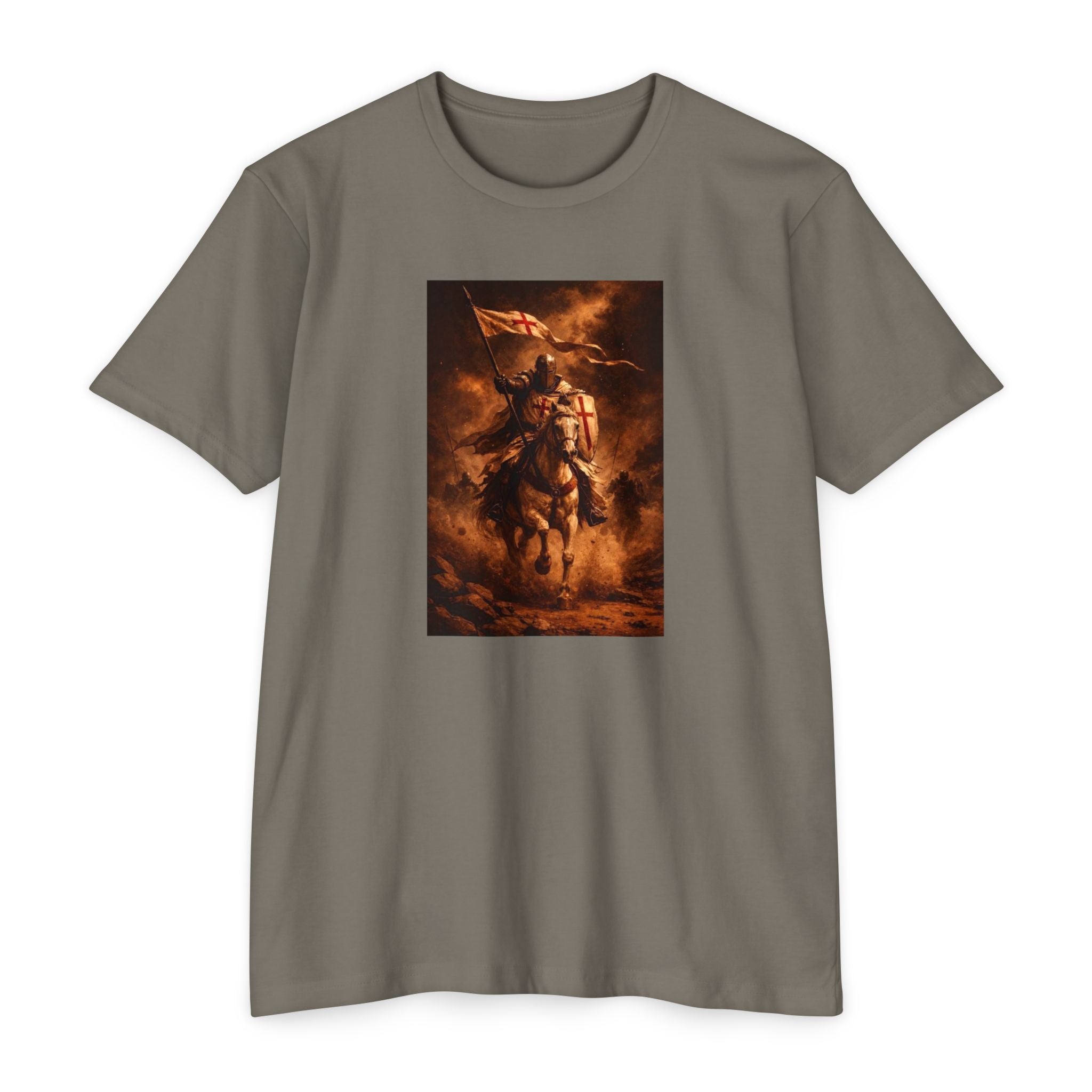 Knight on Horseback Graphic T-Shirt — Medieval Warrior Illustration Tee