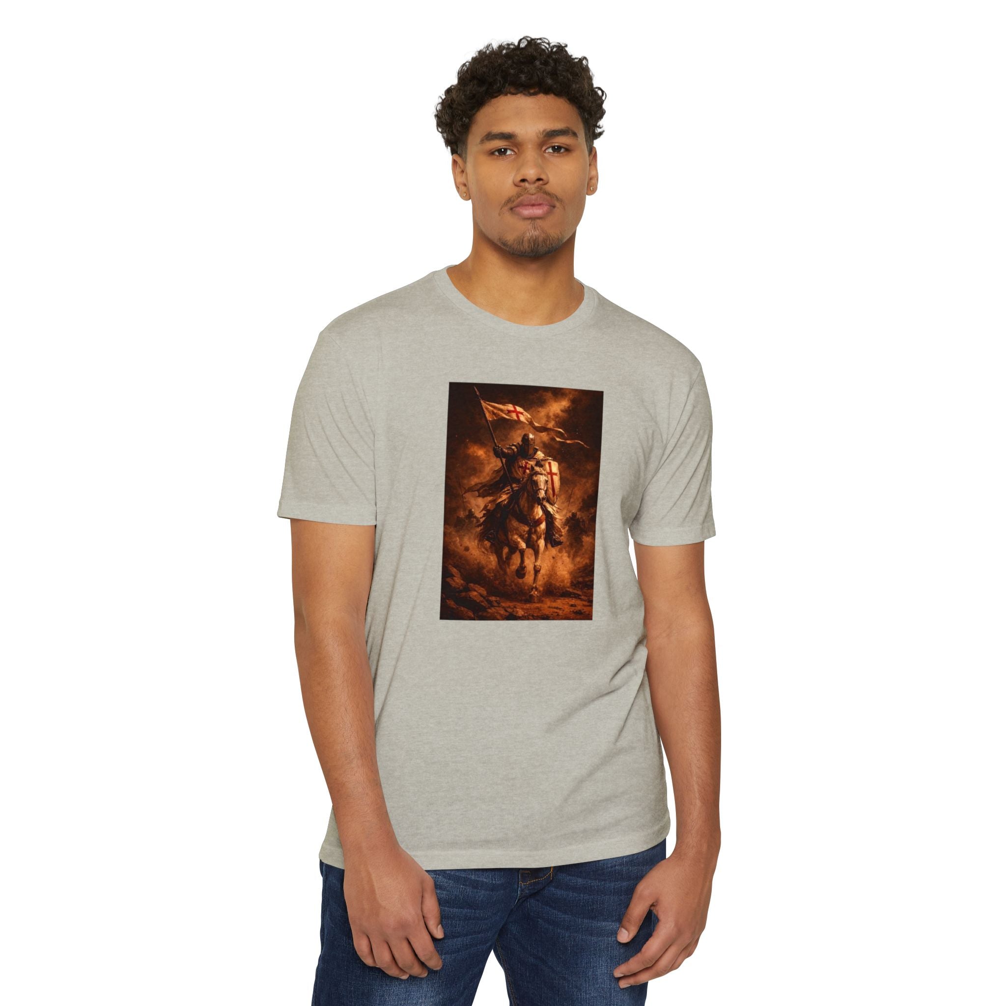Knight on Horseback Graphic T-Shirt — Medieval Warrior Illustration Tee