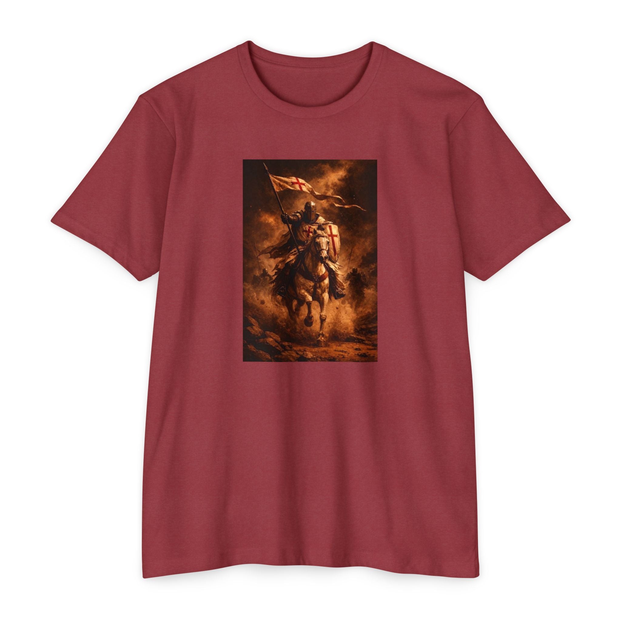 Knight on Horseback Graphic T-Shirt — Medieval Warrior Illustration Tee