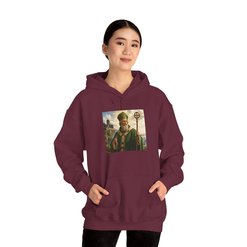 Saint Patrick Hoodie – Vintage Celtic Saint Illustration Pullover