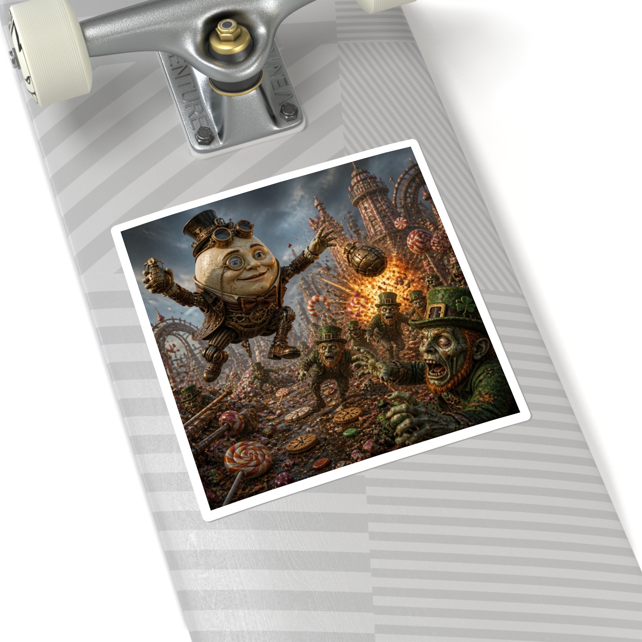 Steampunk Humpty Dumpty Square Sticker — Dark Fantasy Laptop Decal